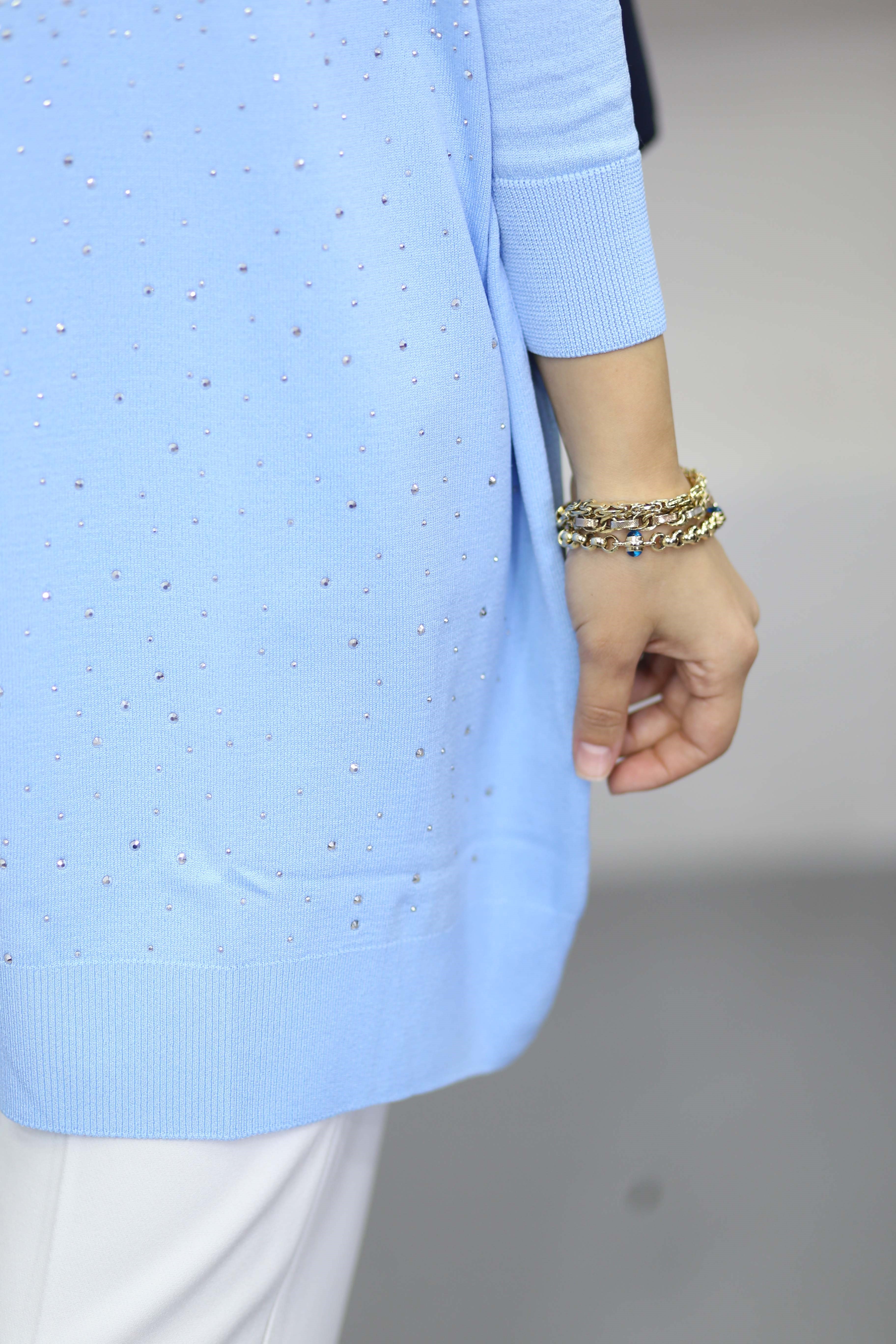 Taşlı Merserize Tunik Bebe Mavi 2570