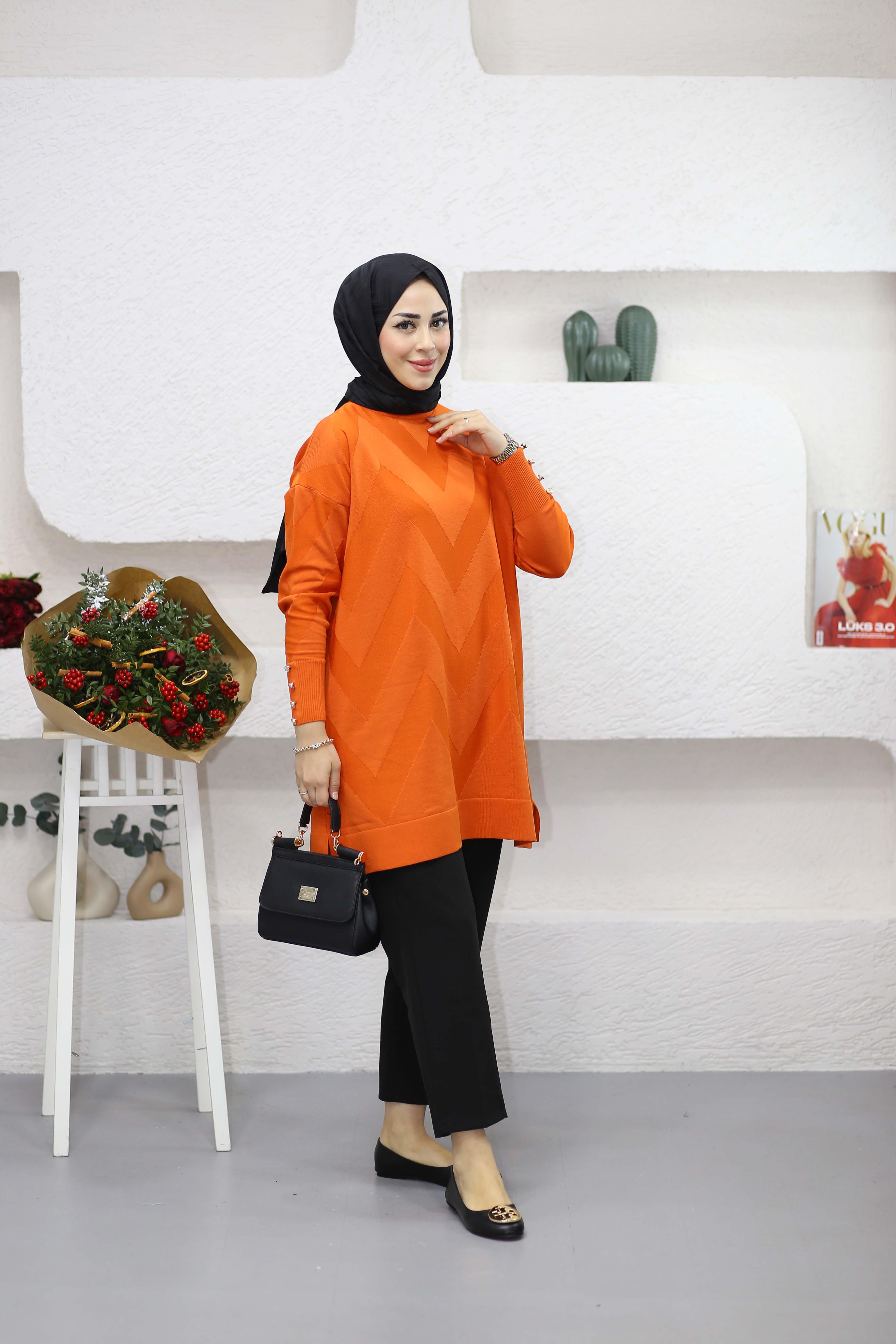 Zikzak Merserize Tunik Turuncu 3705
