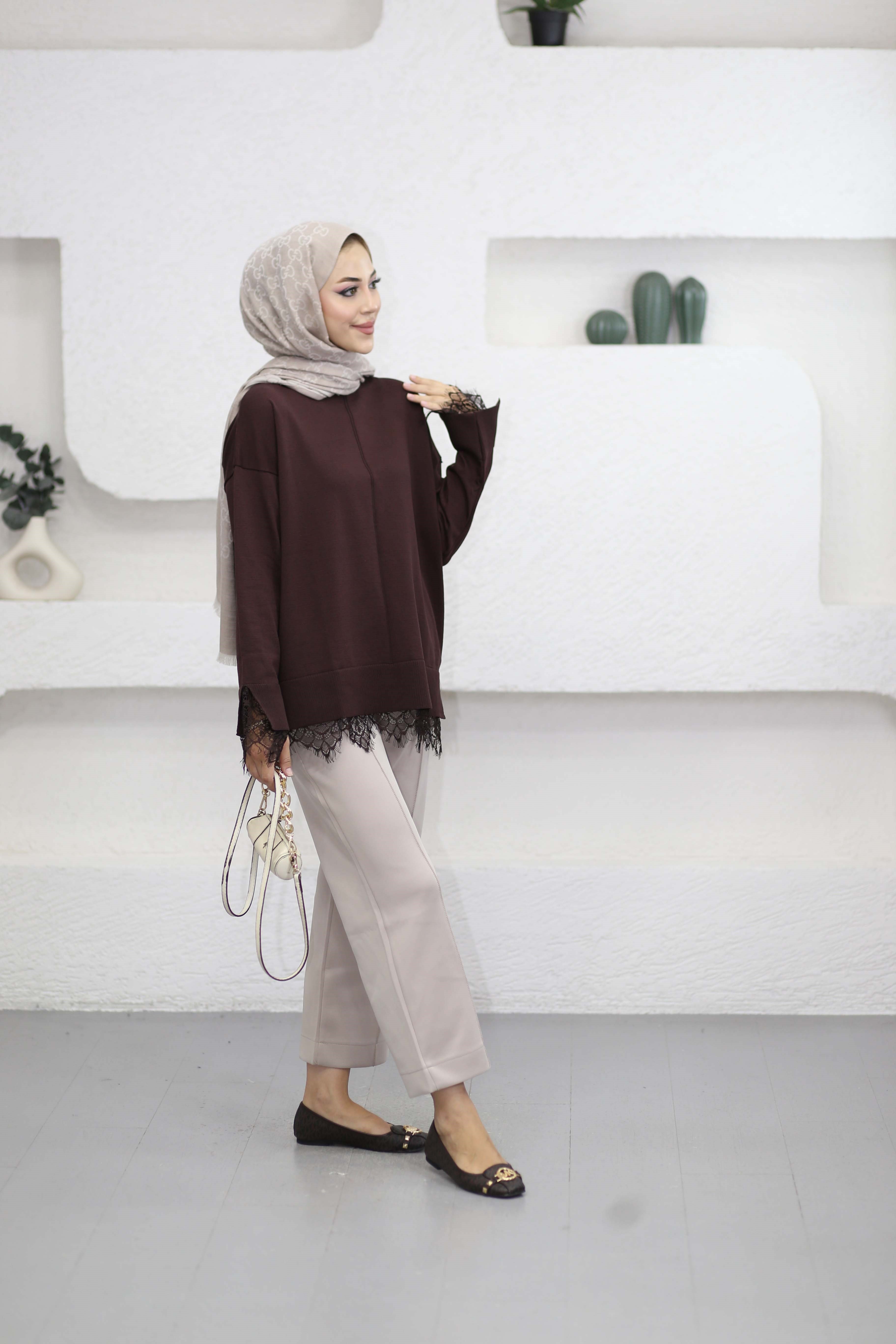 Yellow Triko Tunik Kahverengi 6122