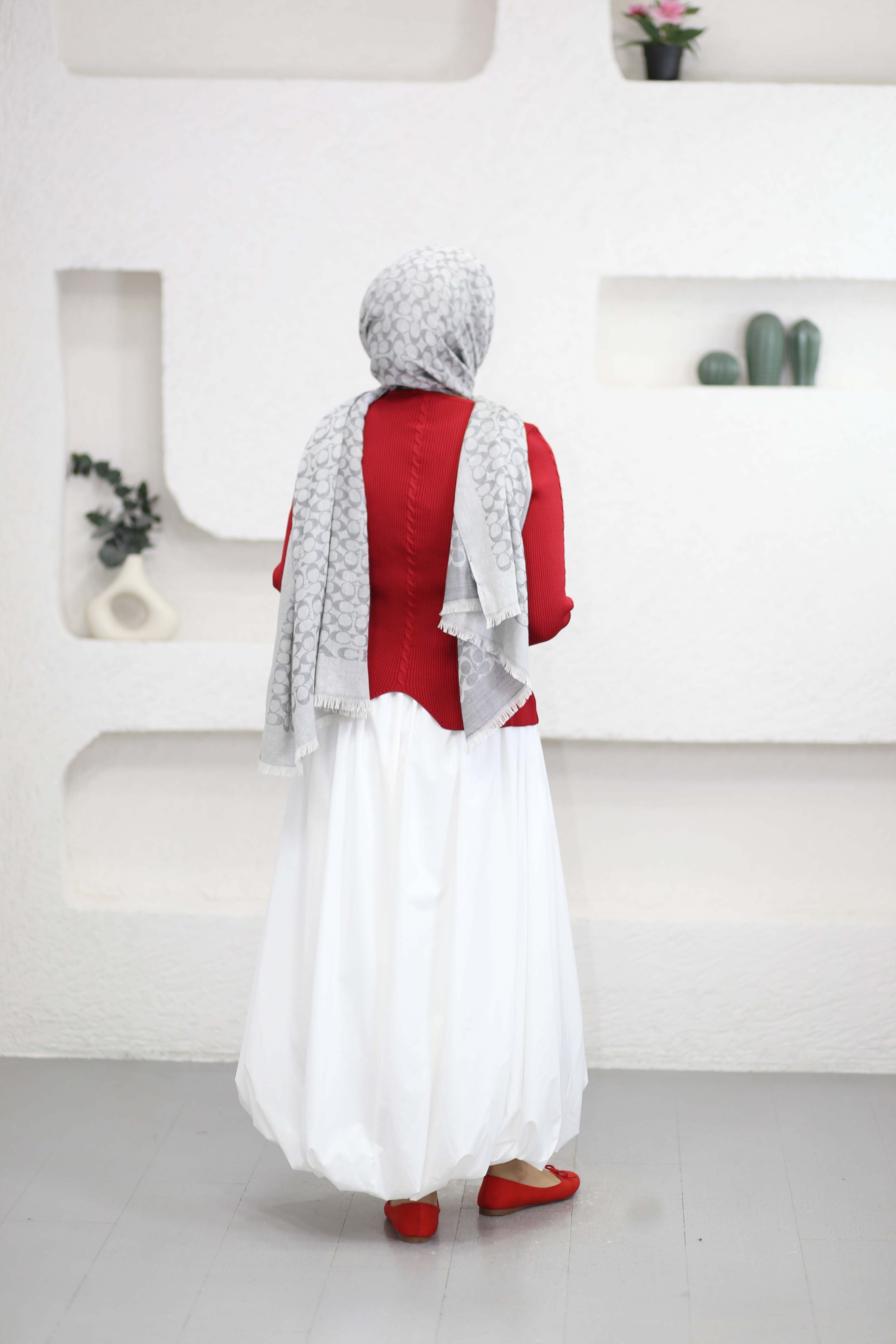 Fitilli Triko Badi Kırmızı 27013