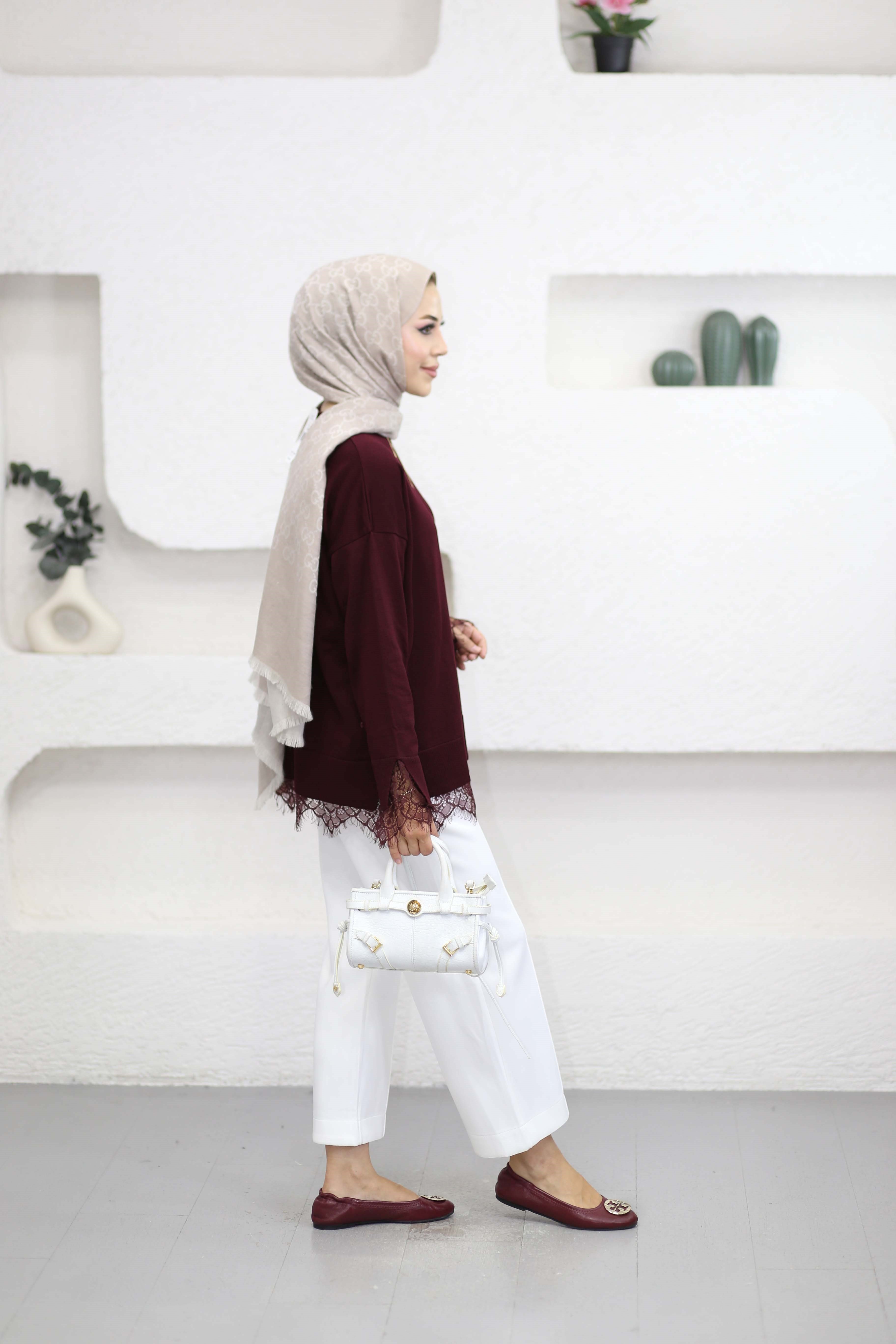Yellow Triko Tunik Bordo 6122