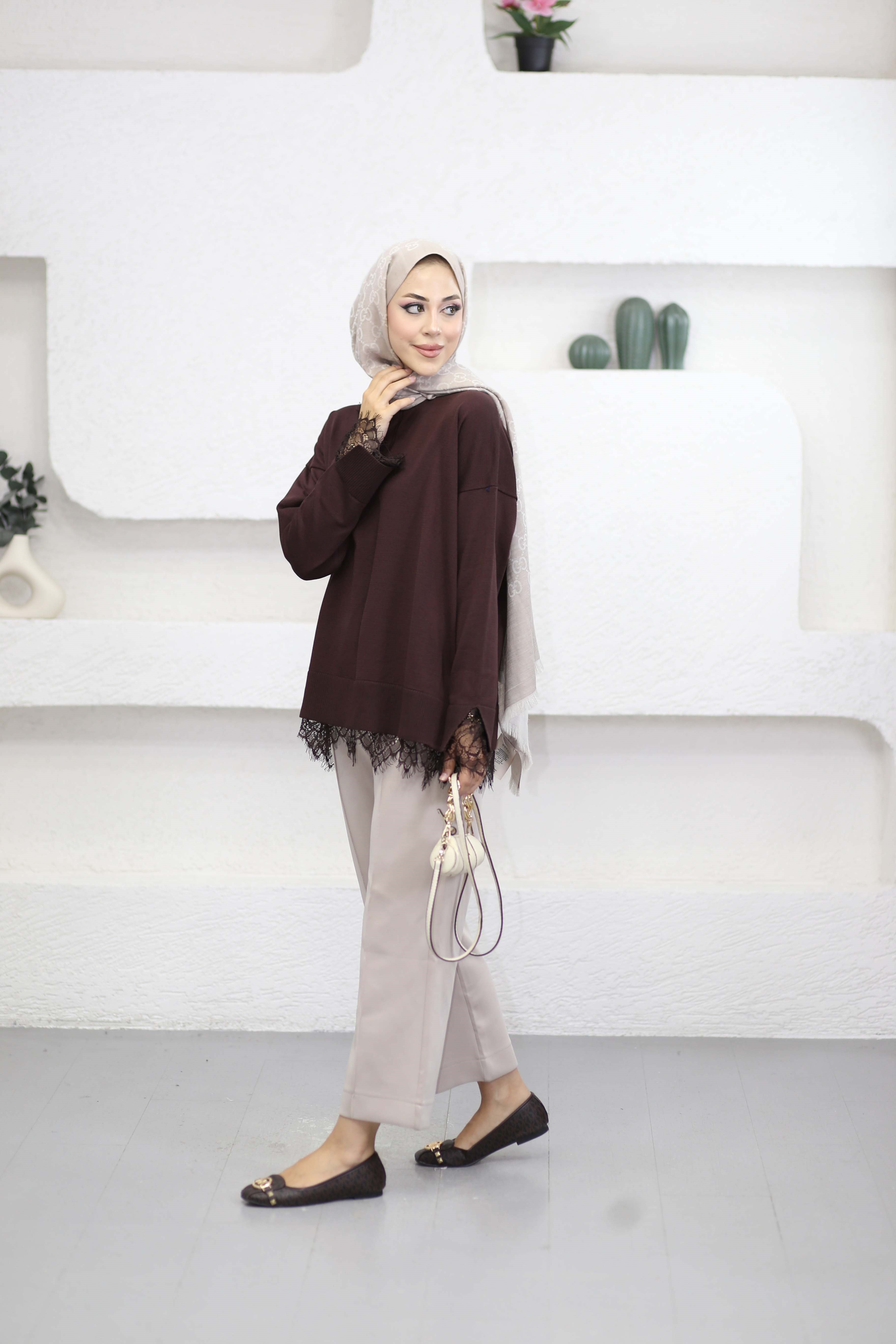 Yellow Triko Tunik Kahverengi 6122