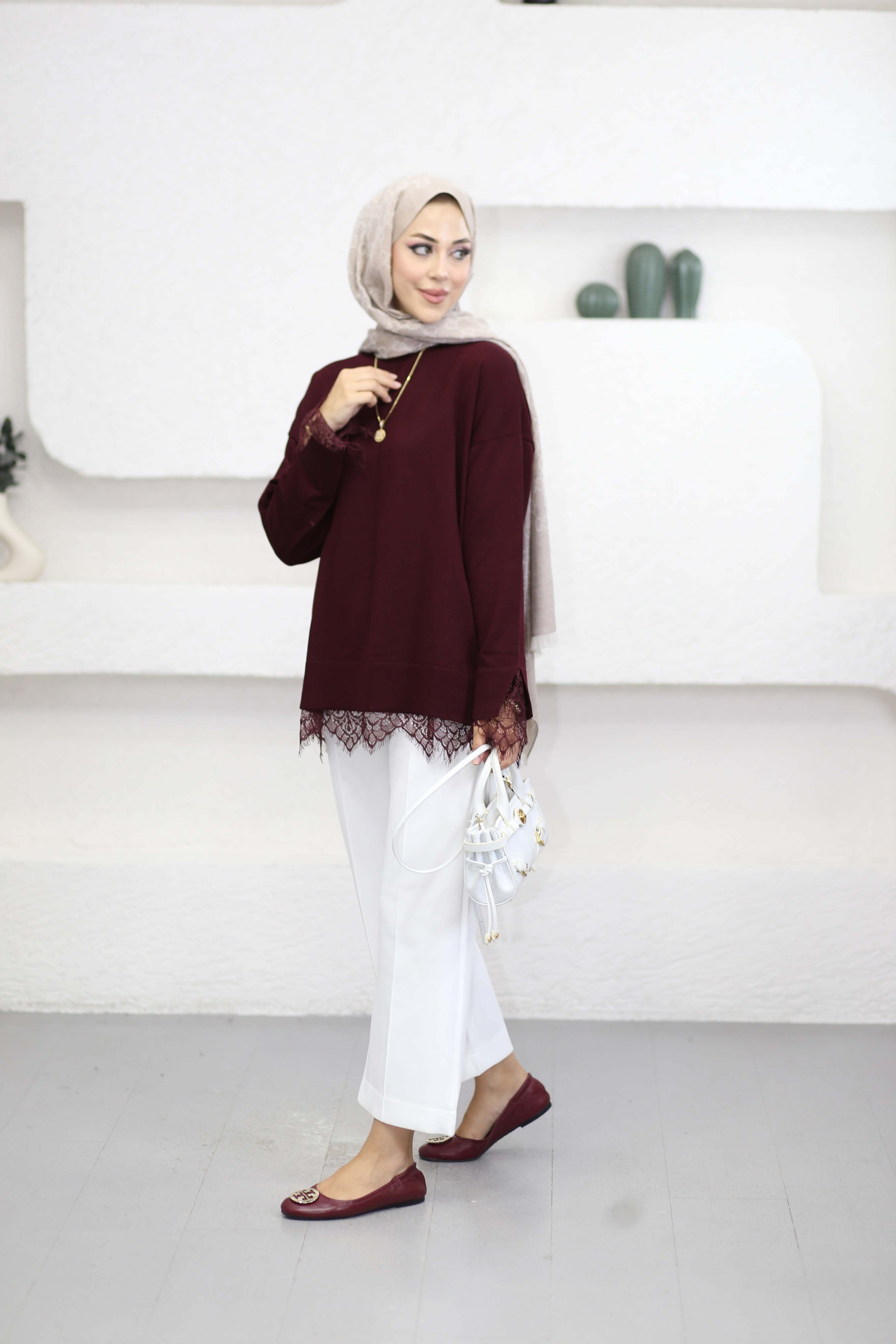 Yellow Triko Tunik Bordo 6122