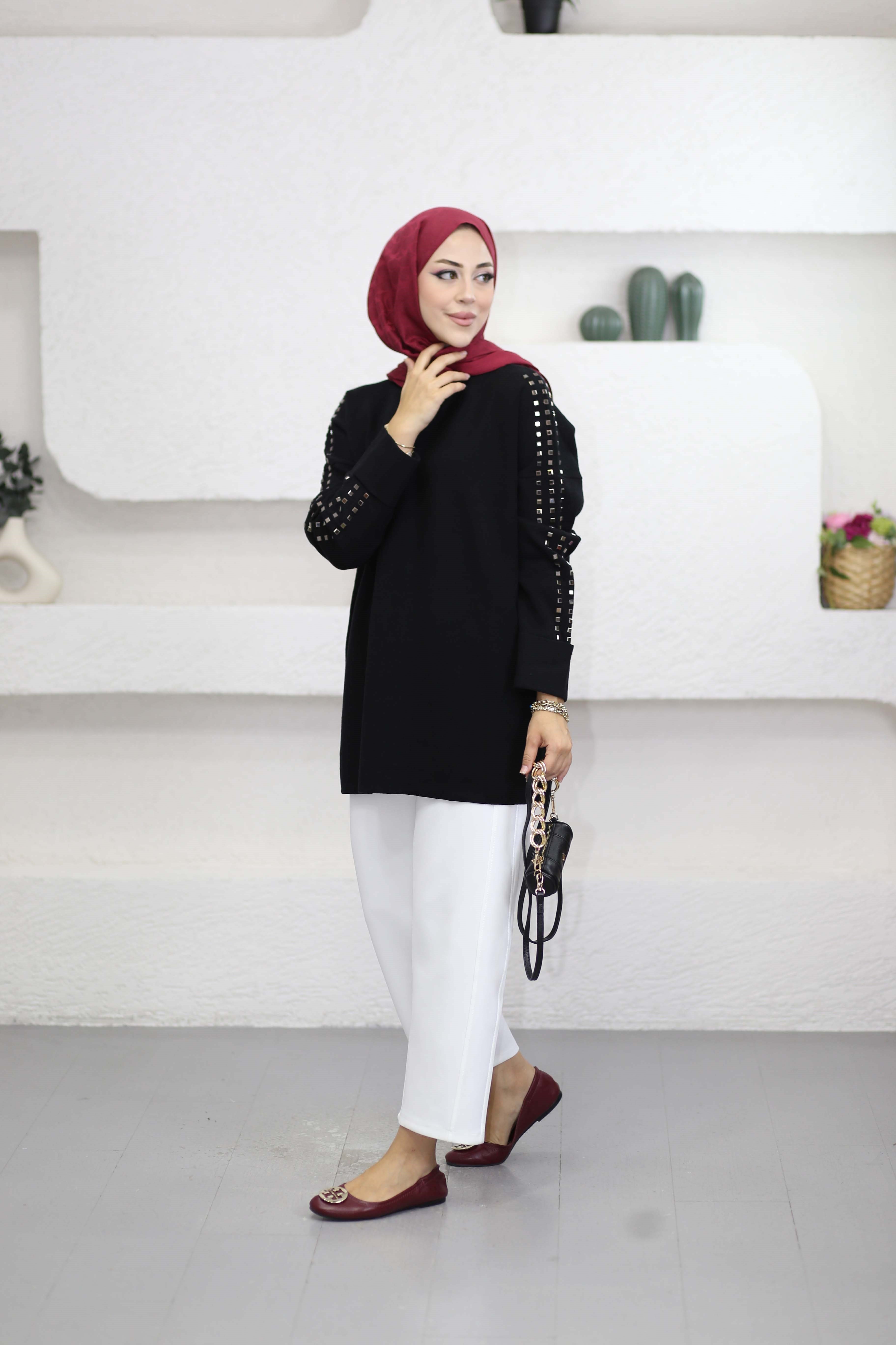 Omuz Taşlı Tunik Siyah 26150