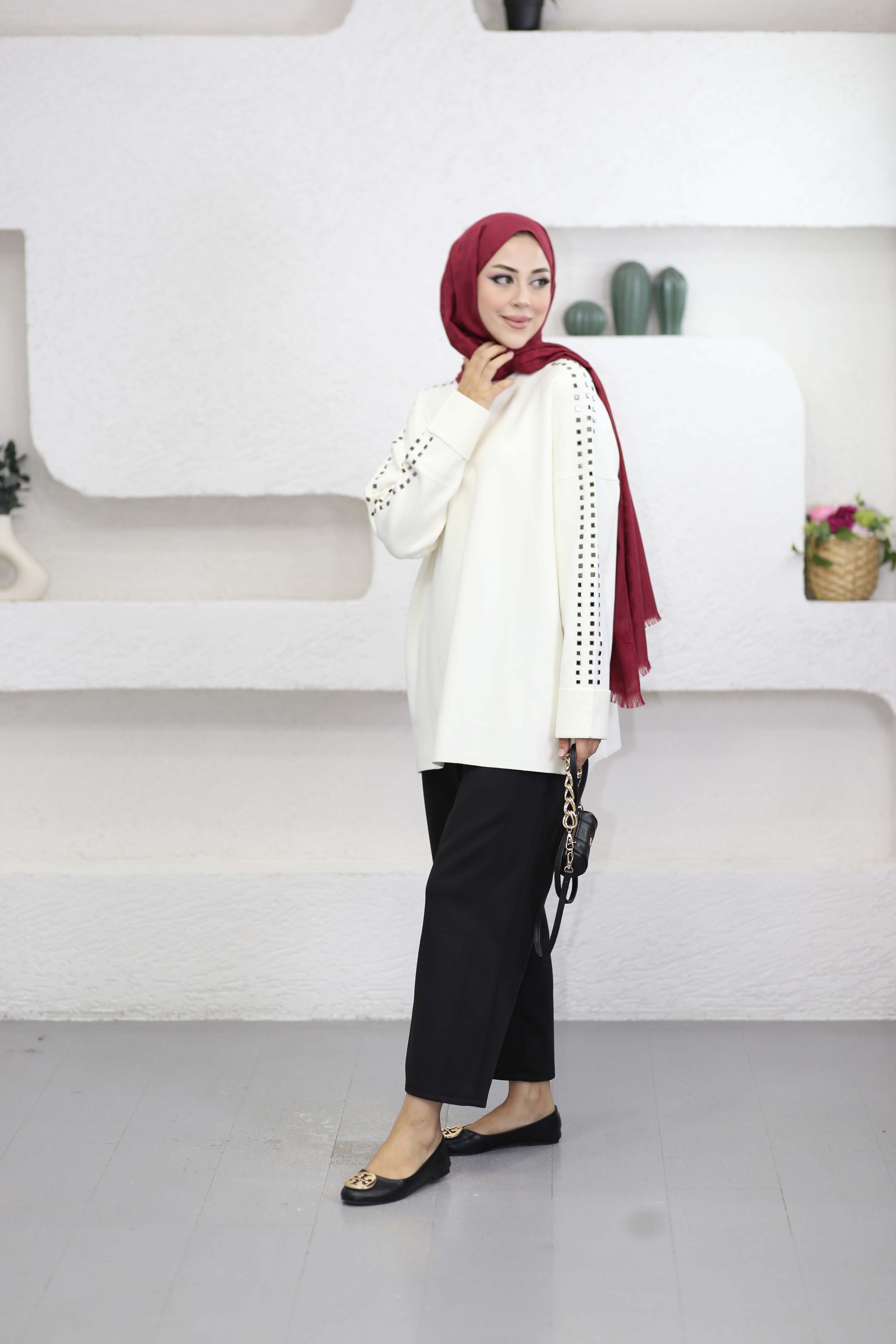 Omuz Taşlı Tunik Ekru 26150
