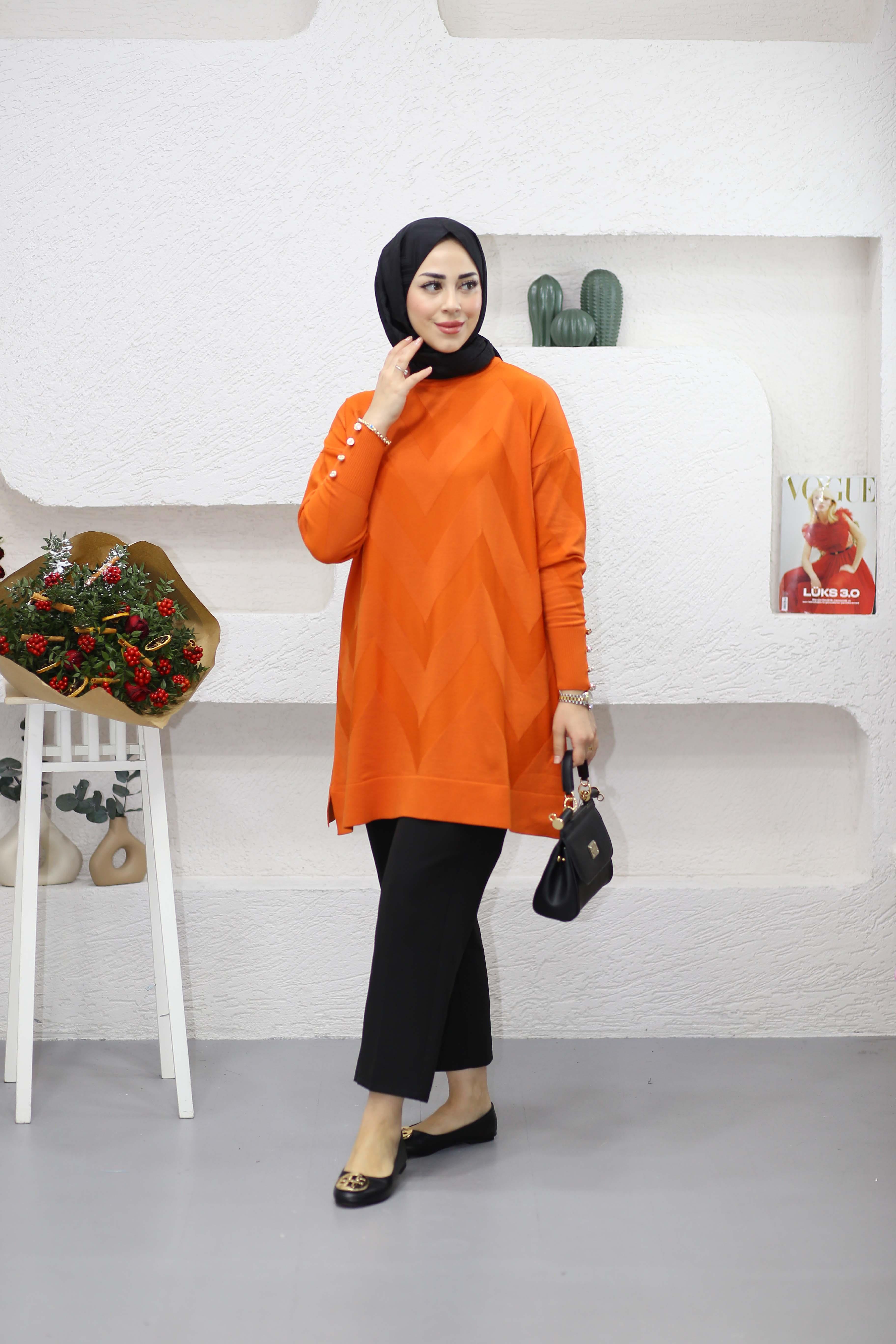 Zikzak Merserize Tunik Turuncu 3705