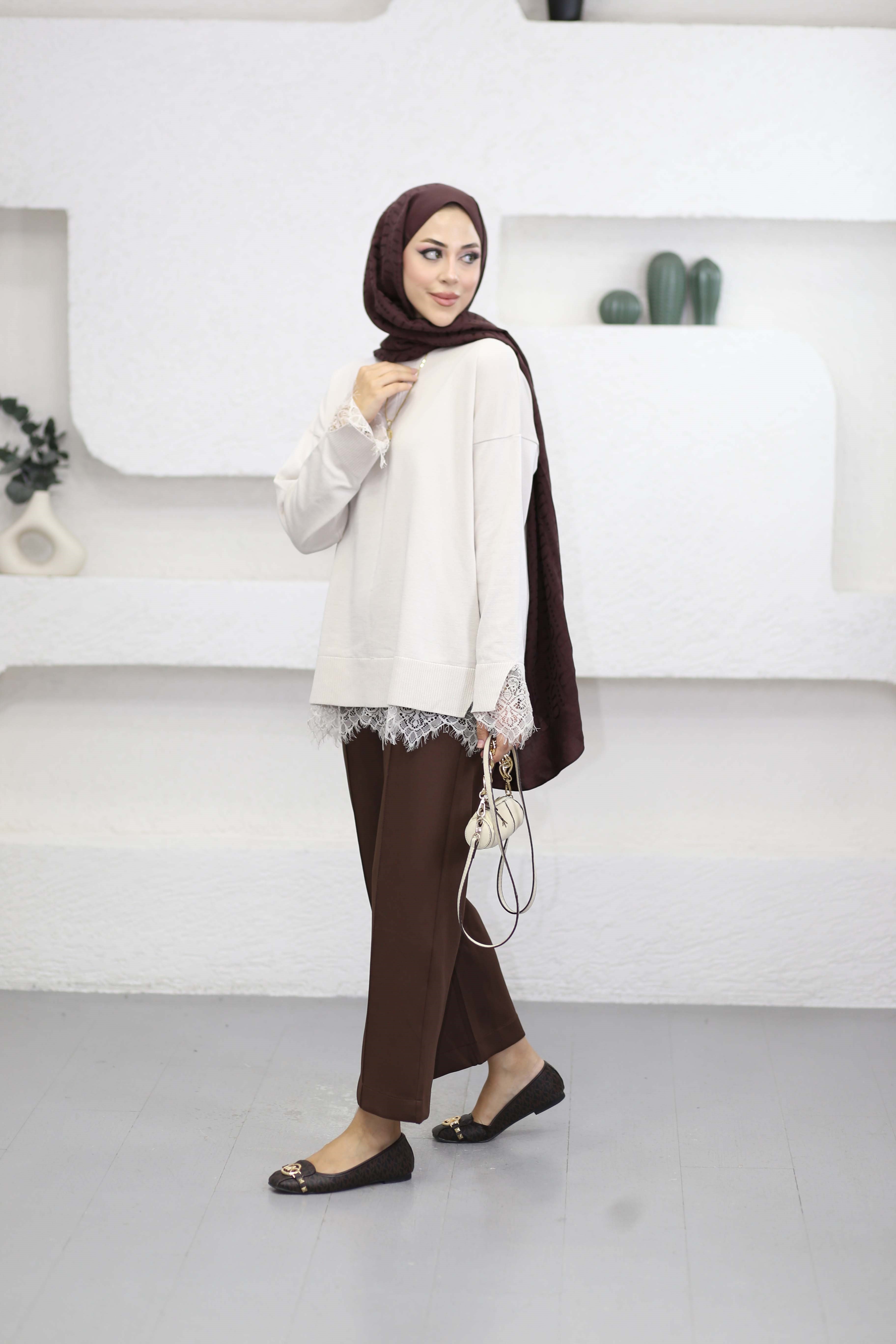 Yellow Triko Tunik Bej 6122