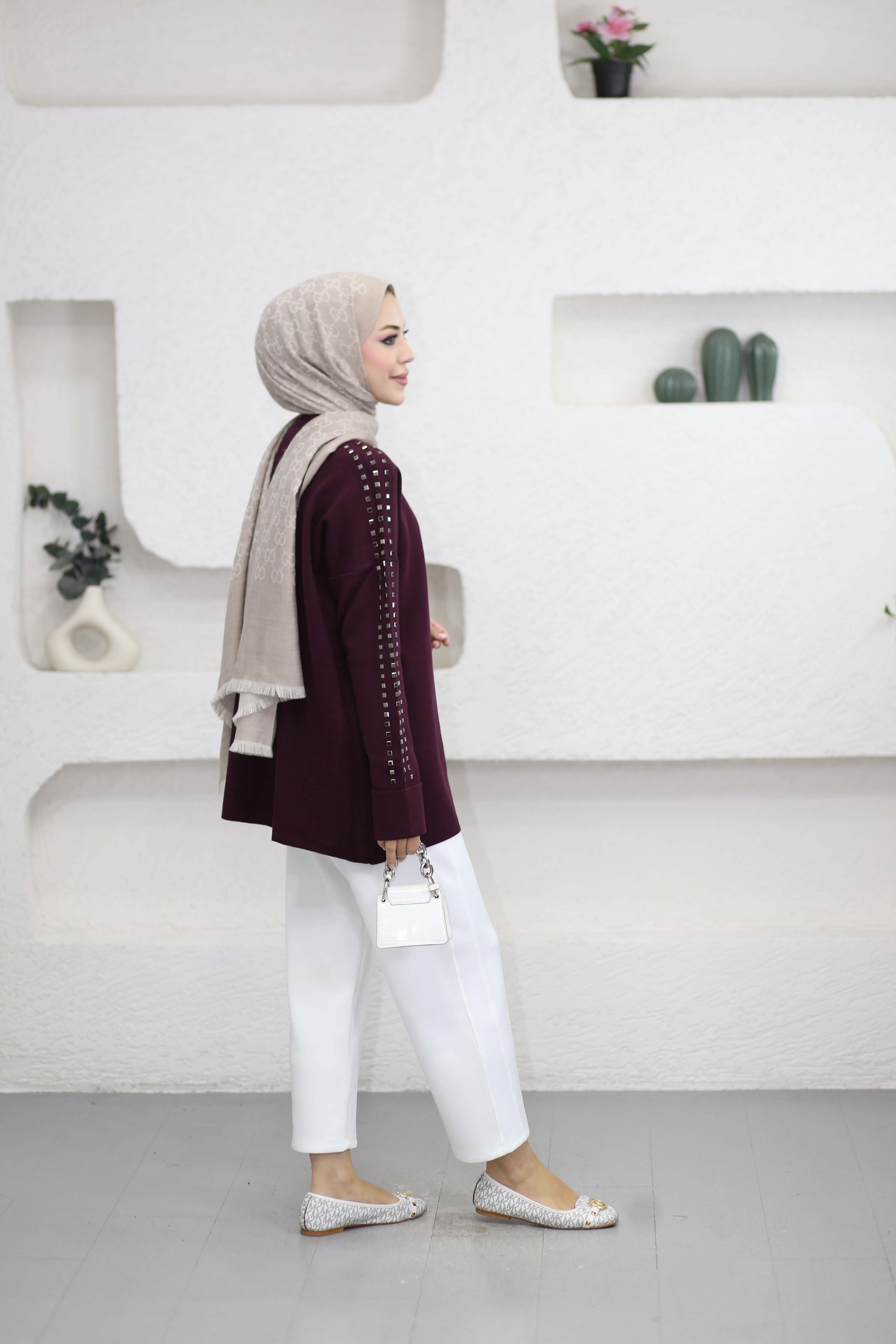 Omuz Taşlı Tunik Mürdüm 26150
