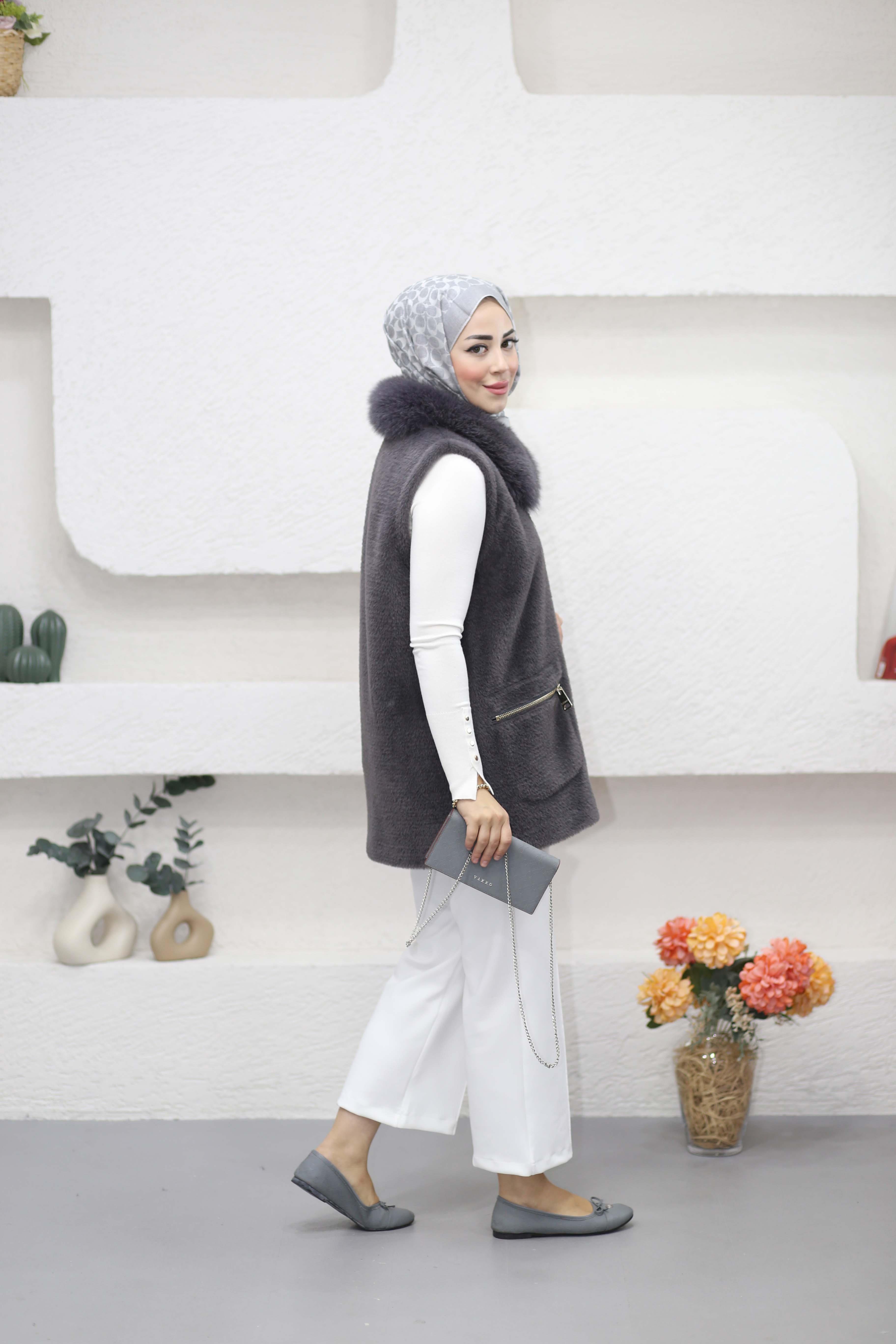 Angora Yelek Antrasit 9022