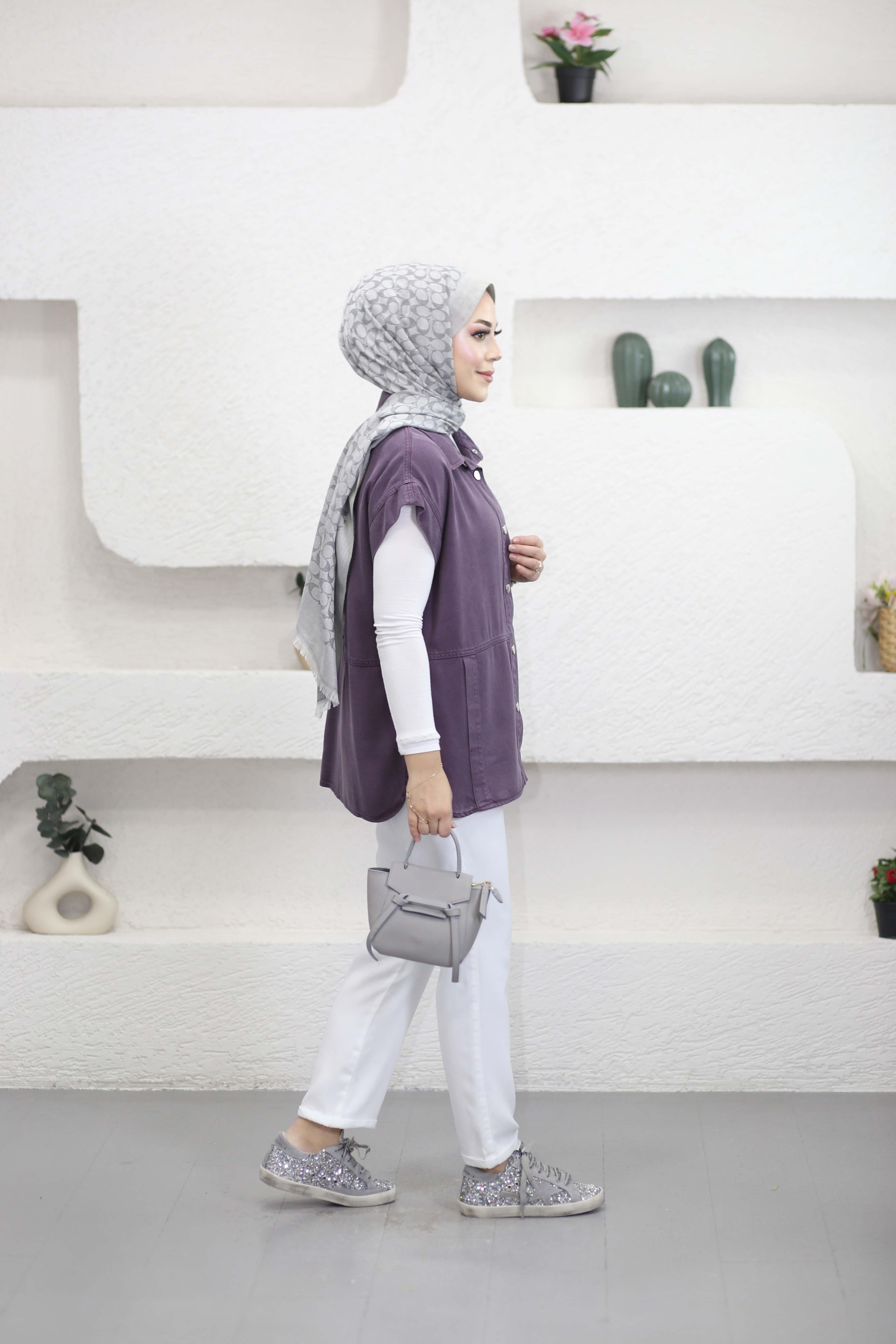 Tencel Yelek Mürdüm 7441