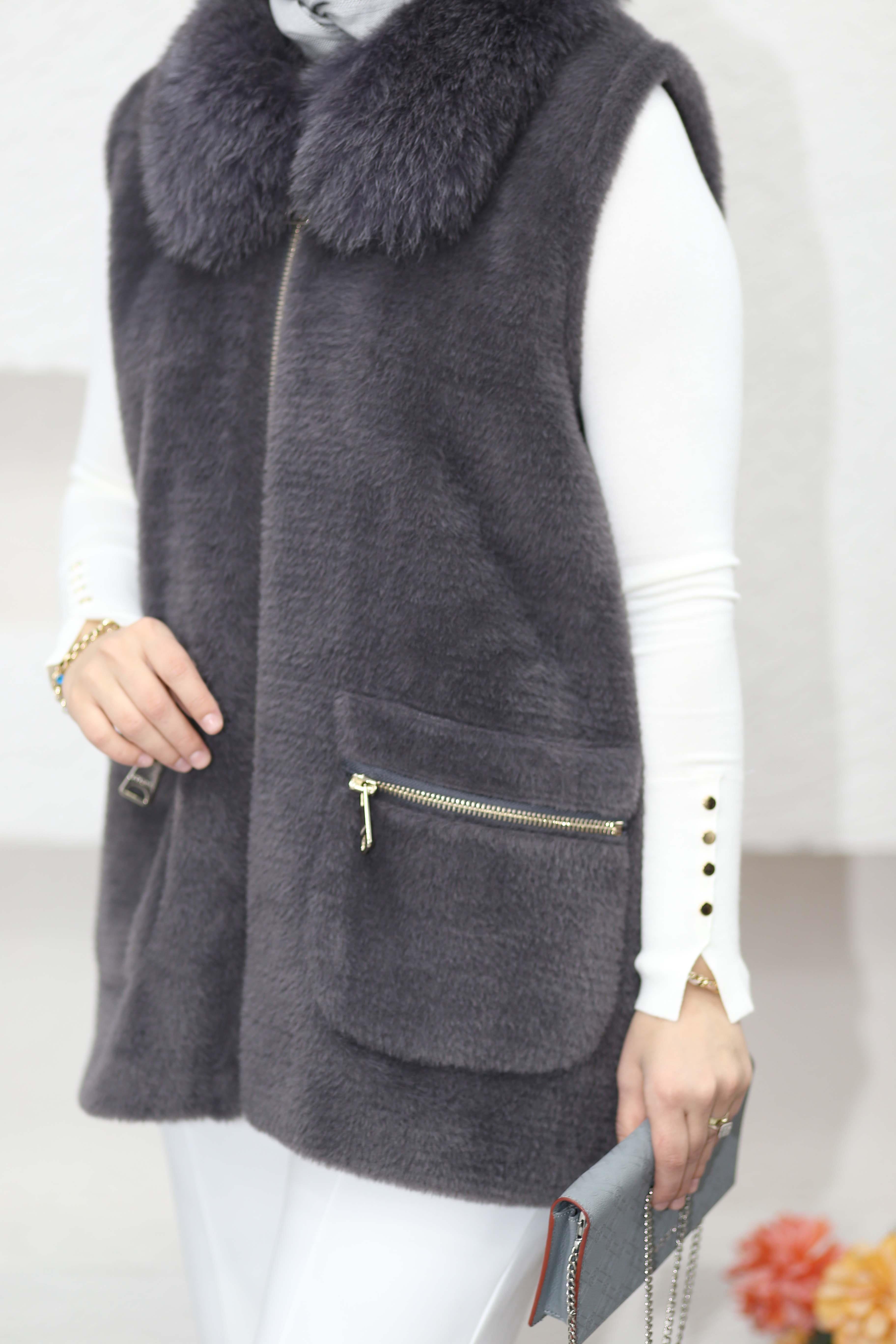 Angora Yelek Antrasit 9022