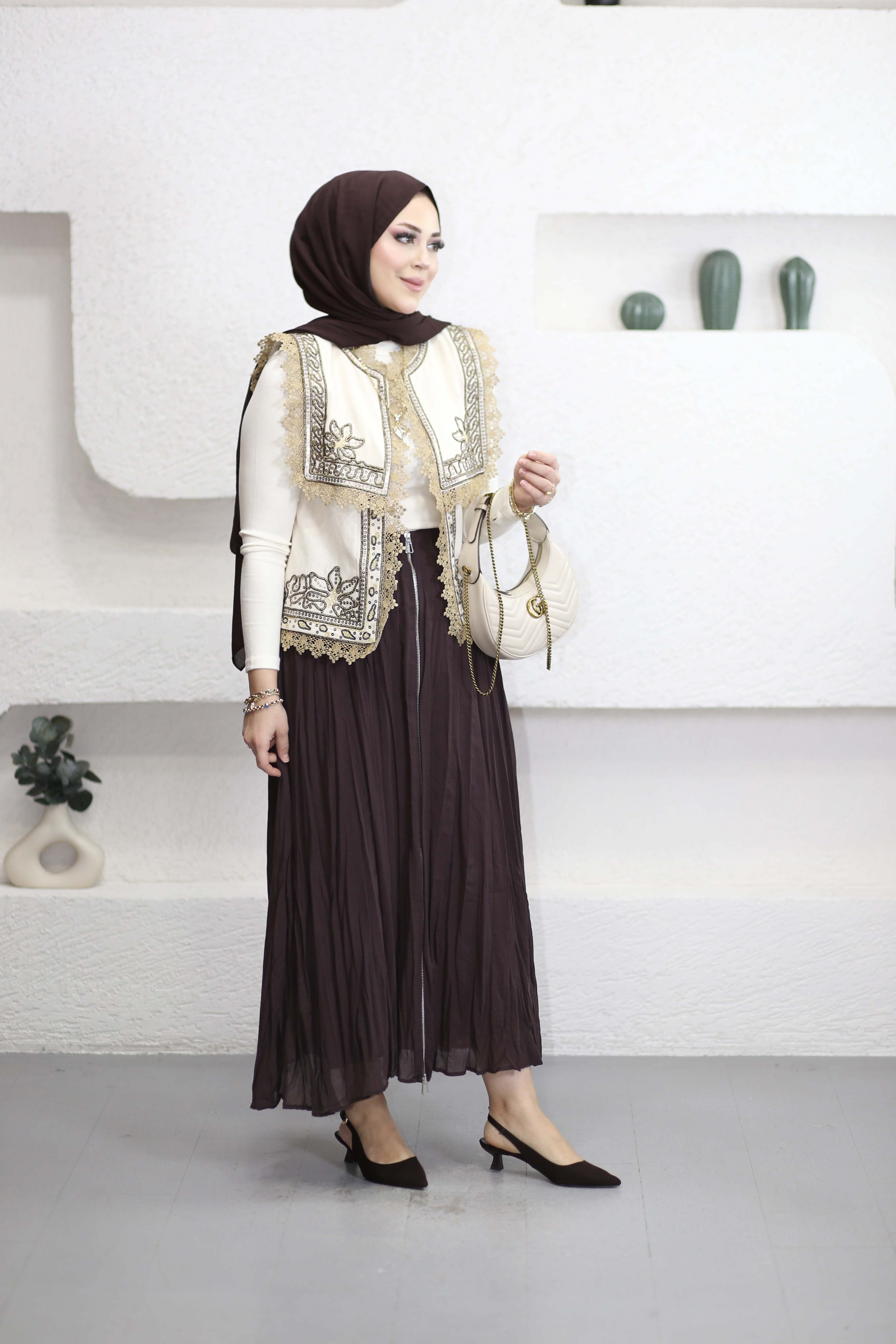 Natural Yelek Krem 38182
