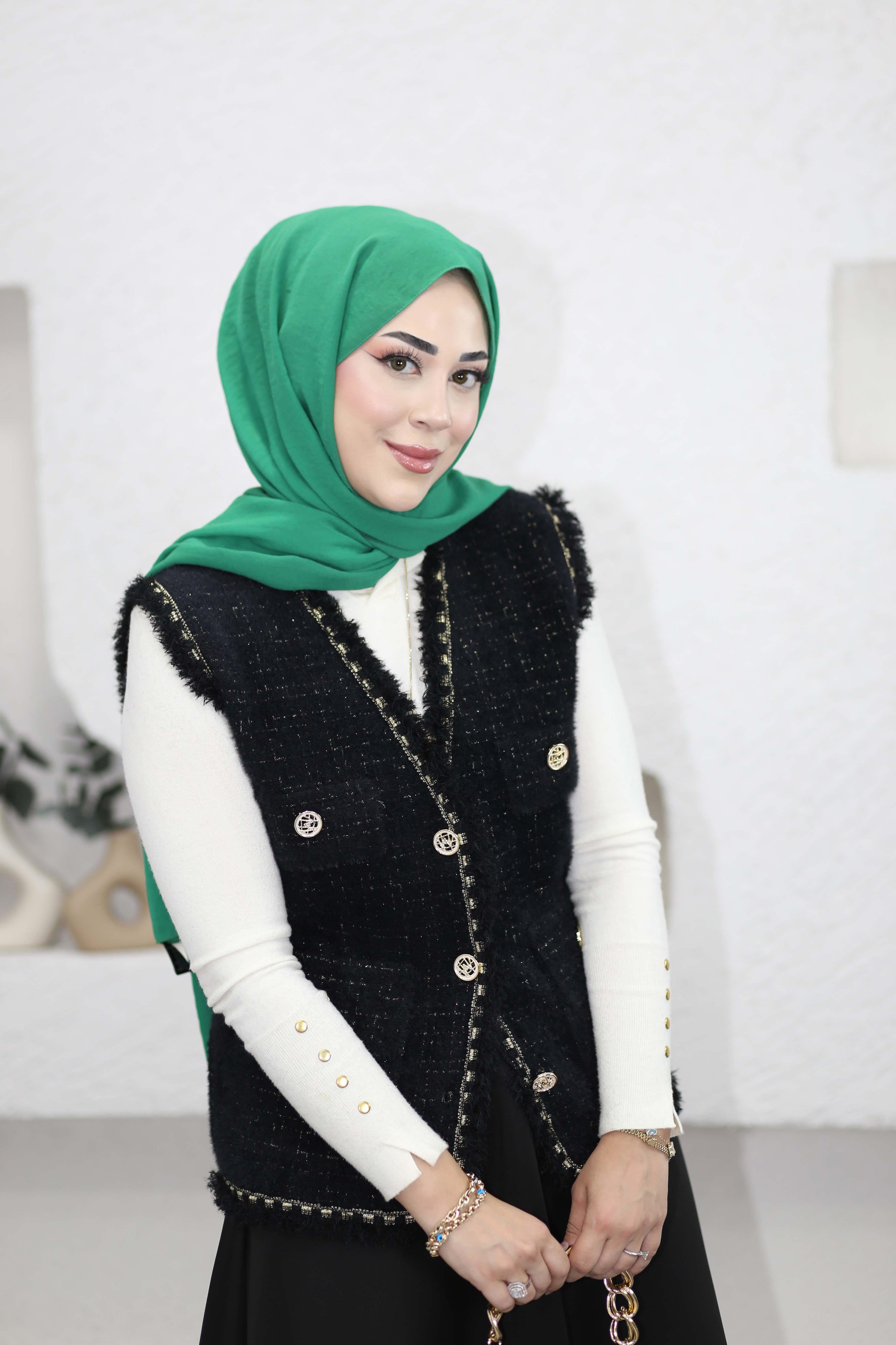 Angora Simli Yelek Siyah 140363