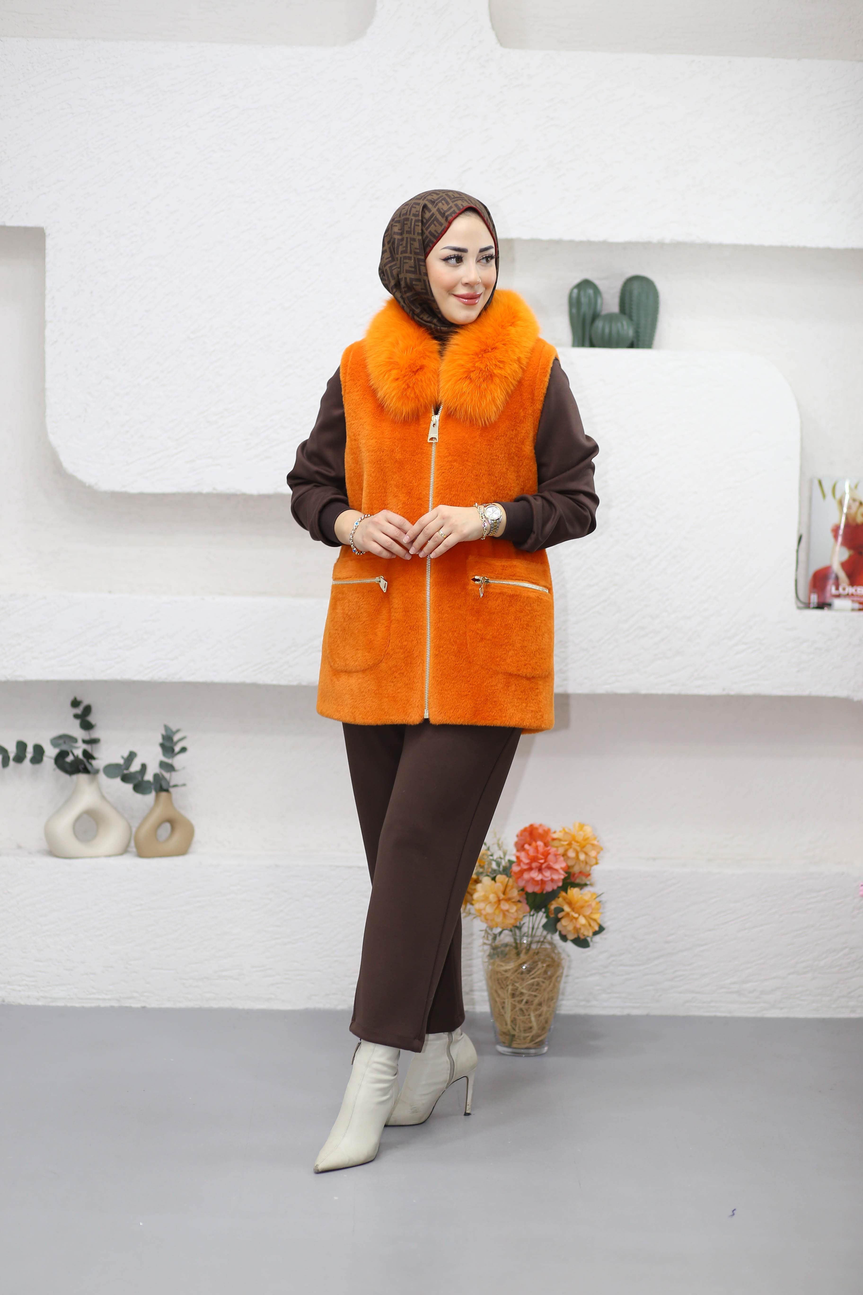 Angora Yelek Turuncu 9022