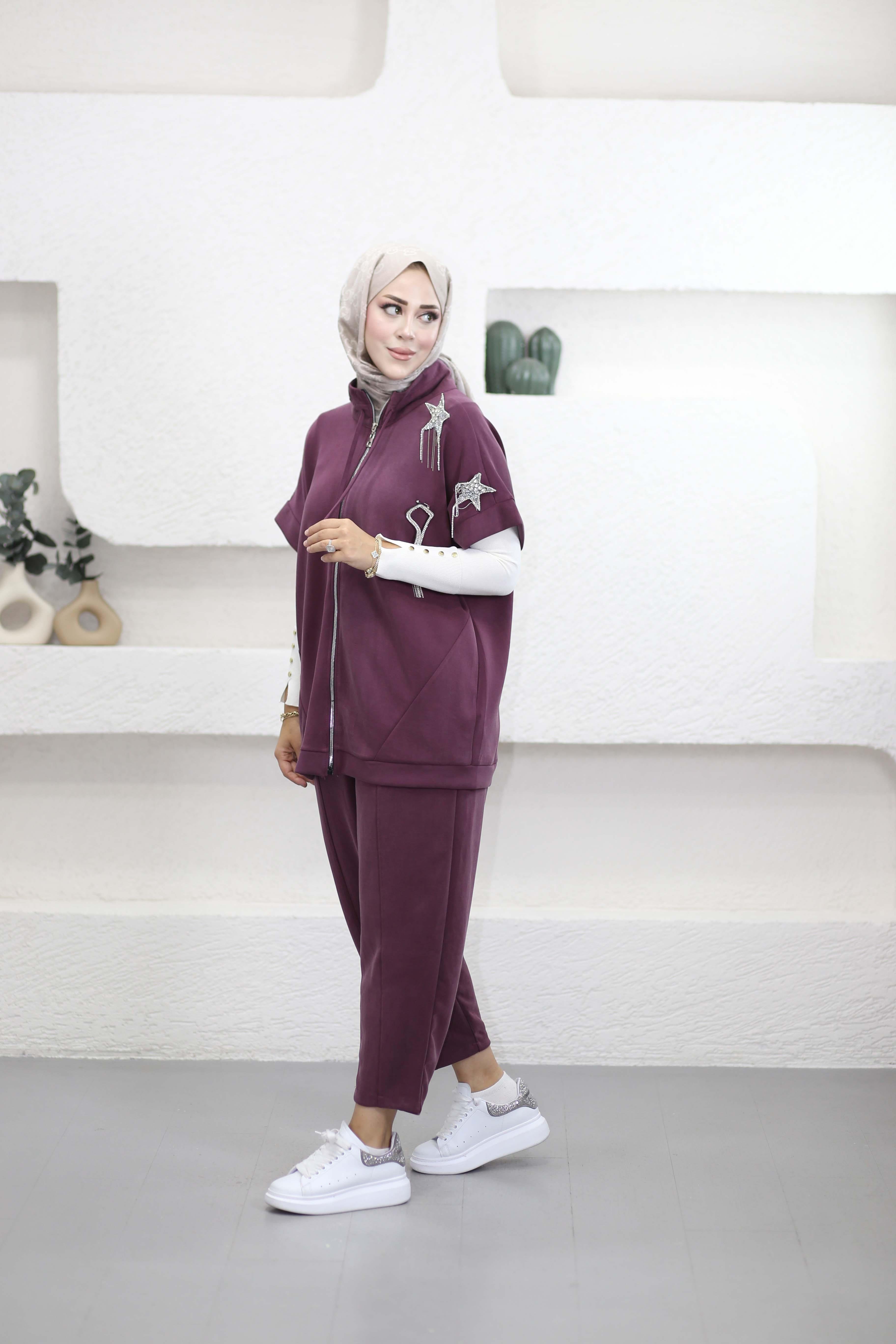 Oysho Fermuarlı Yelek Mürdüm 24353