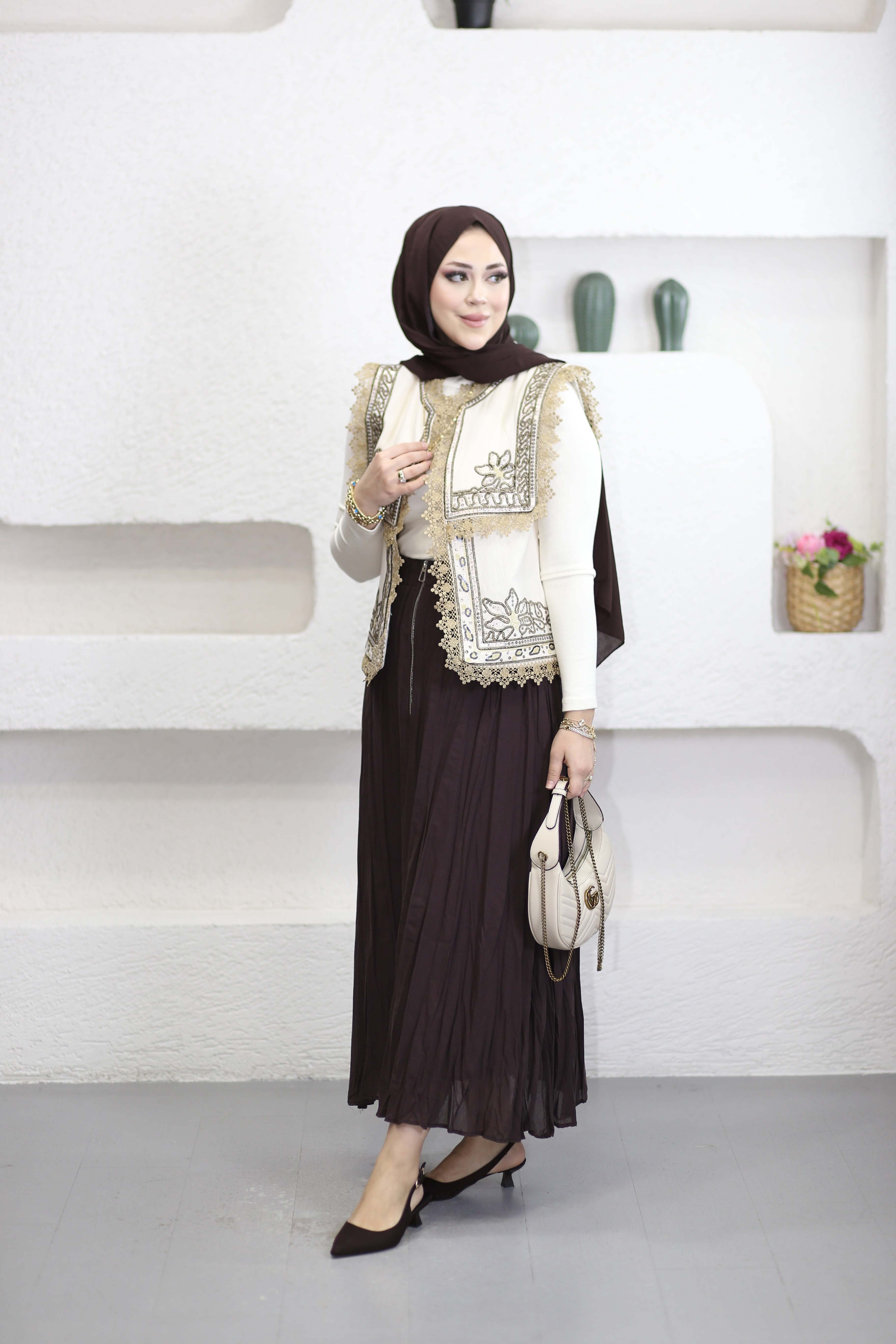 Natural Yelek Krem 38182