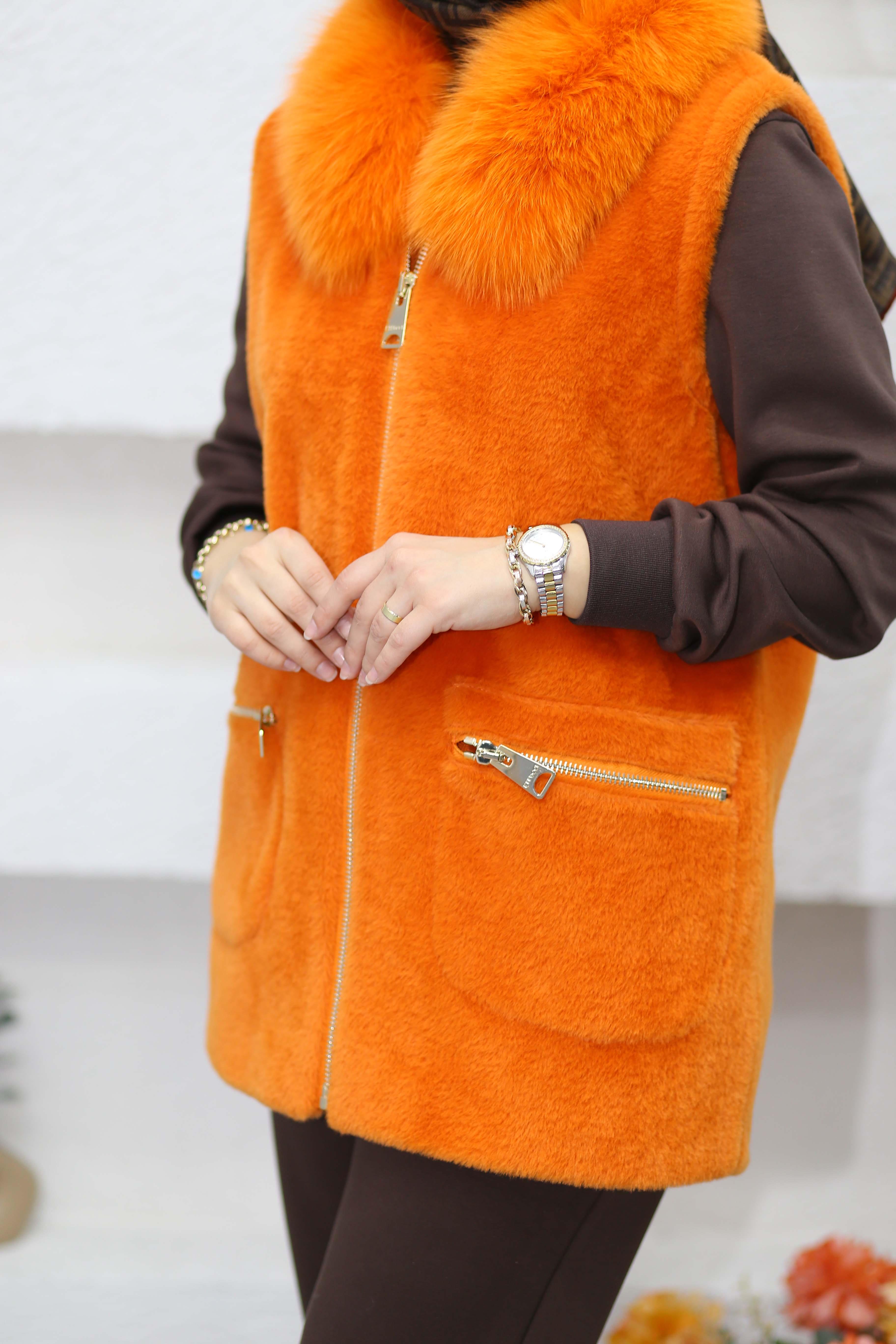 Angora Yelek Turuncu 9022