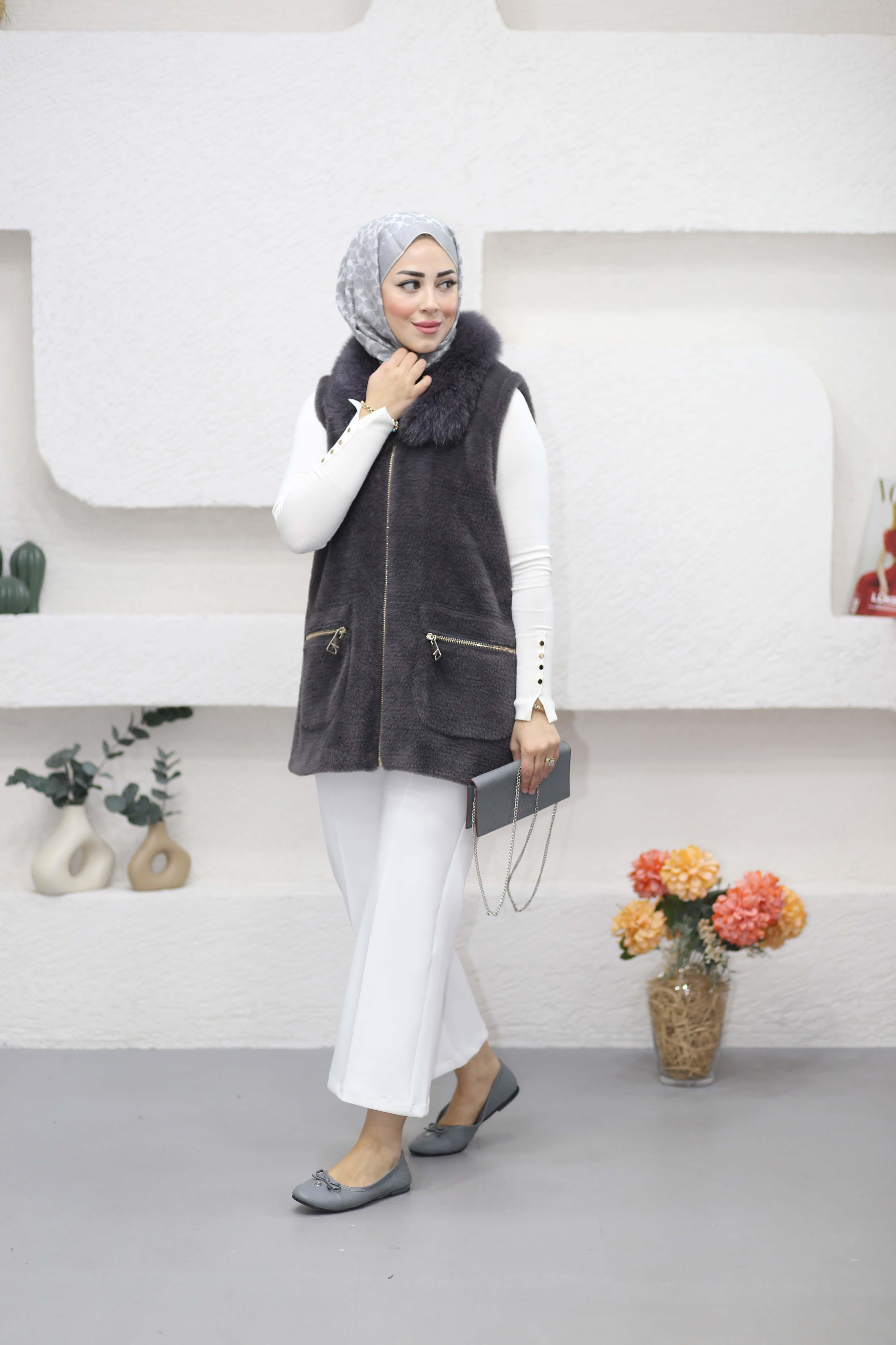 Angora Yelek Antrasit 9022