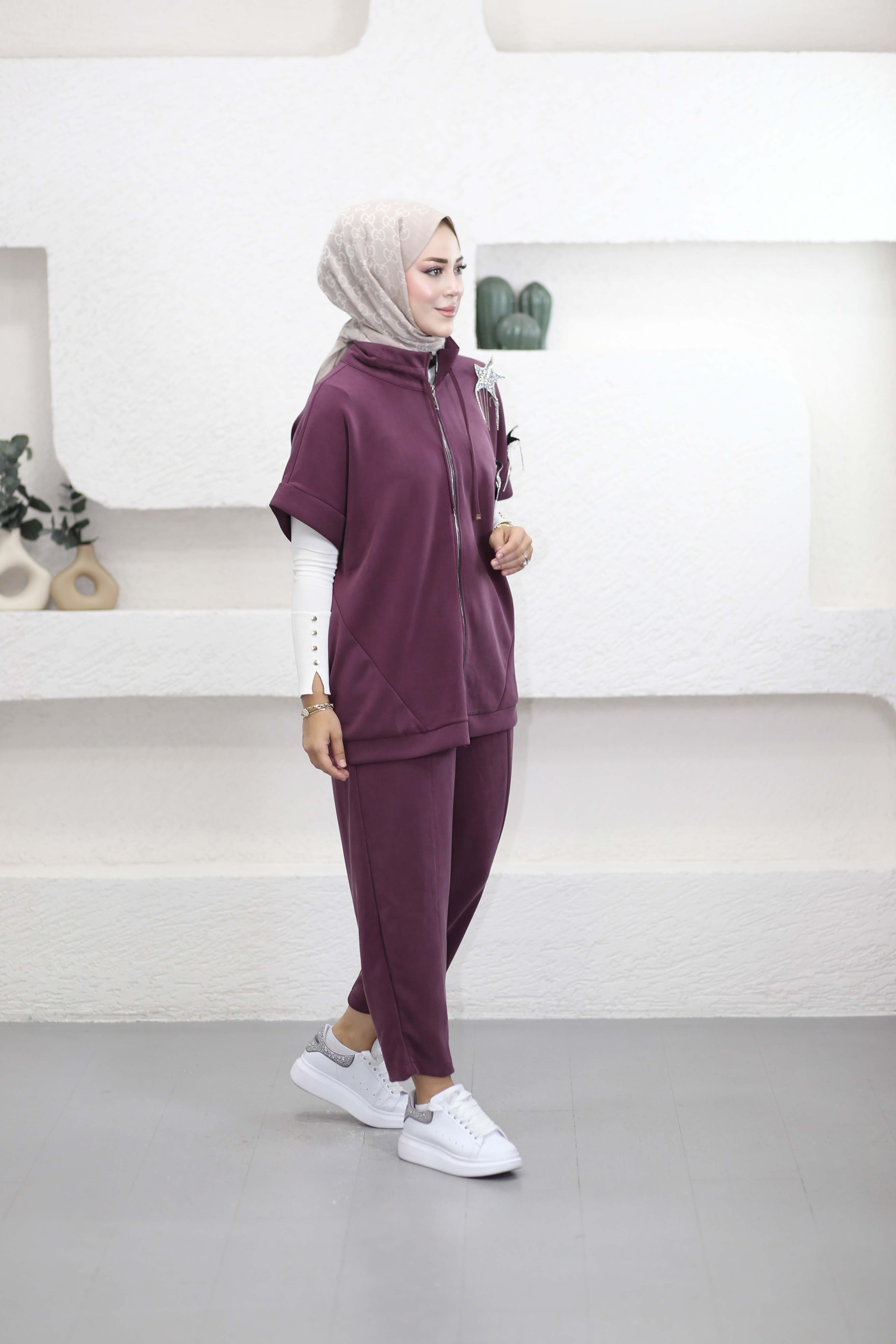 Oysho Fermuarlı Yelek Mürdüm 24353