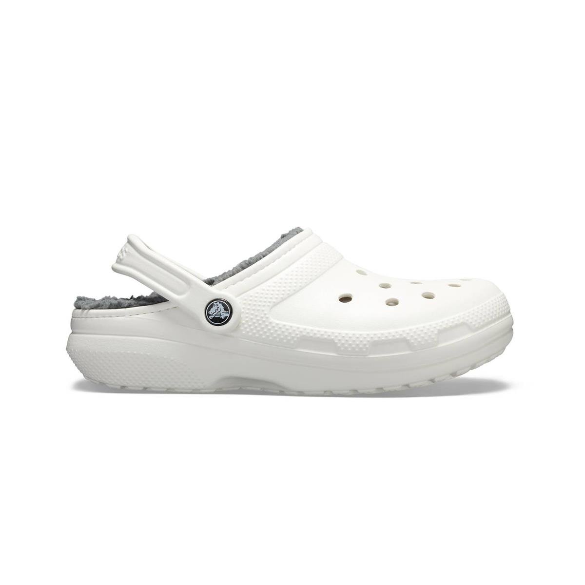 Crocs CLASSİC LİNED CLOG  Kadın Terlik - BEYAZ/GRİ