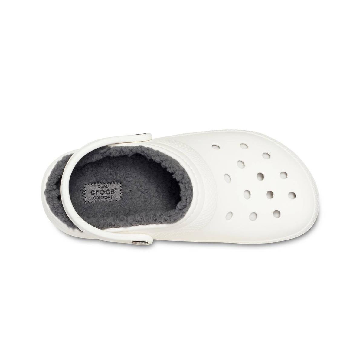 Crocs CLASSİC LİNED CLOG  Kadın Terlik - BEYAZ/GRİ