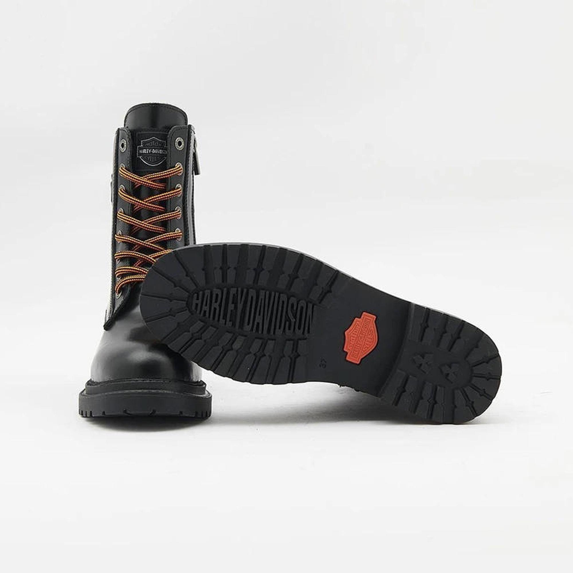 HARLEY DAVIDSON REBEL KADIN BOT - SİYAH BASKILI DERİ