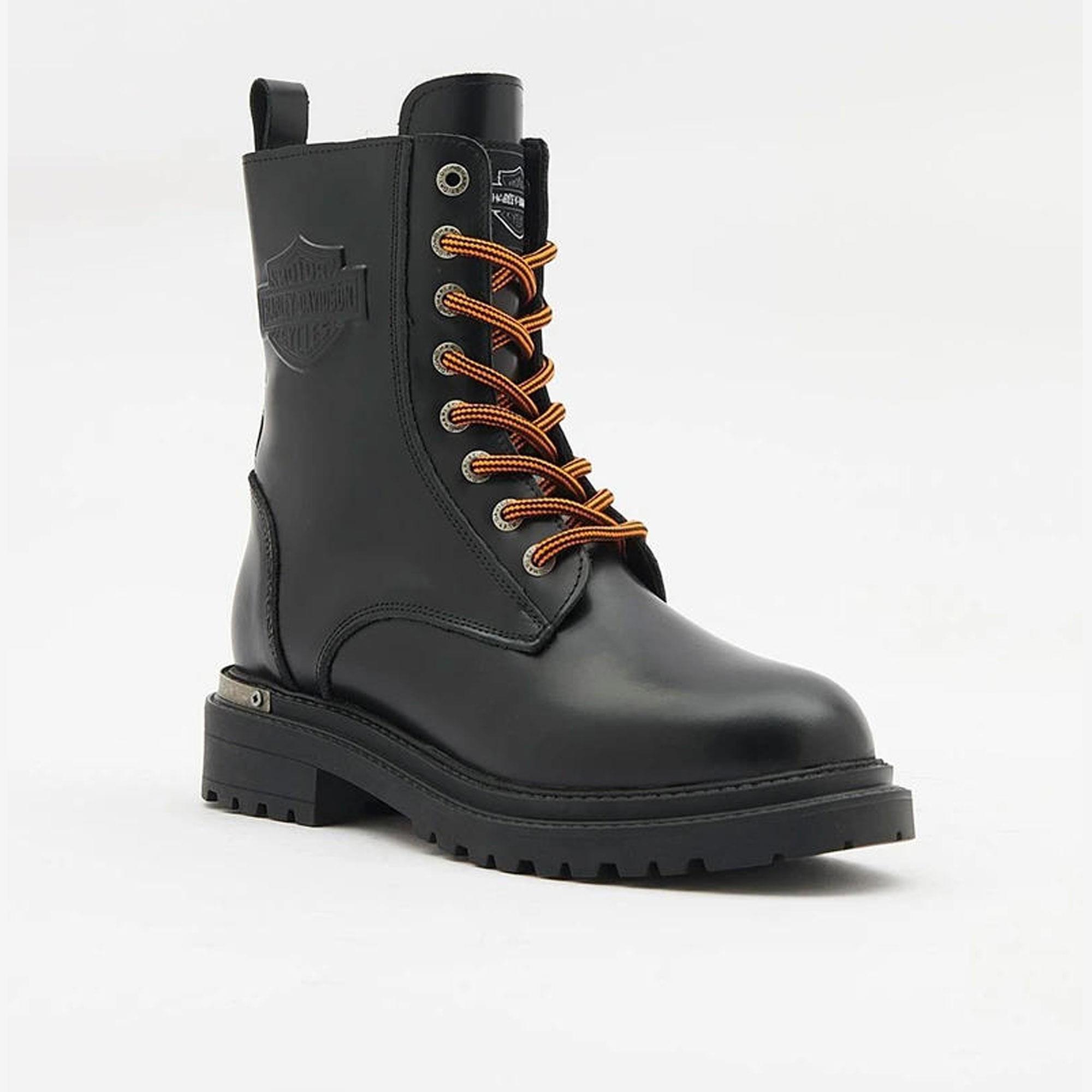 HARLEY DAVIDSON REBEL KADIN BOT - SİYAH BASKILI DERİ