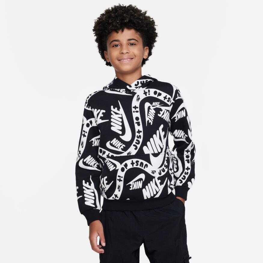 K CLUB FLC HBR PO HOODIE AOP - BEYAZ