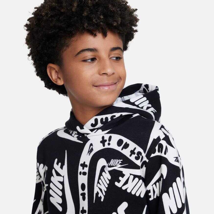 K CLUB FLC HBR PO HOODIE AOP - BEYAZ