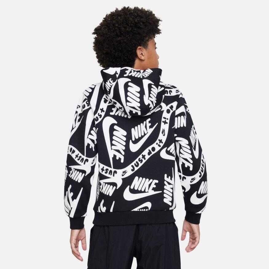 K CLUB FLC HBR PO HOODIE AOP - BEYAZ