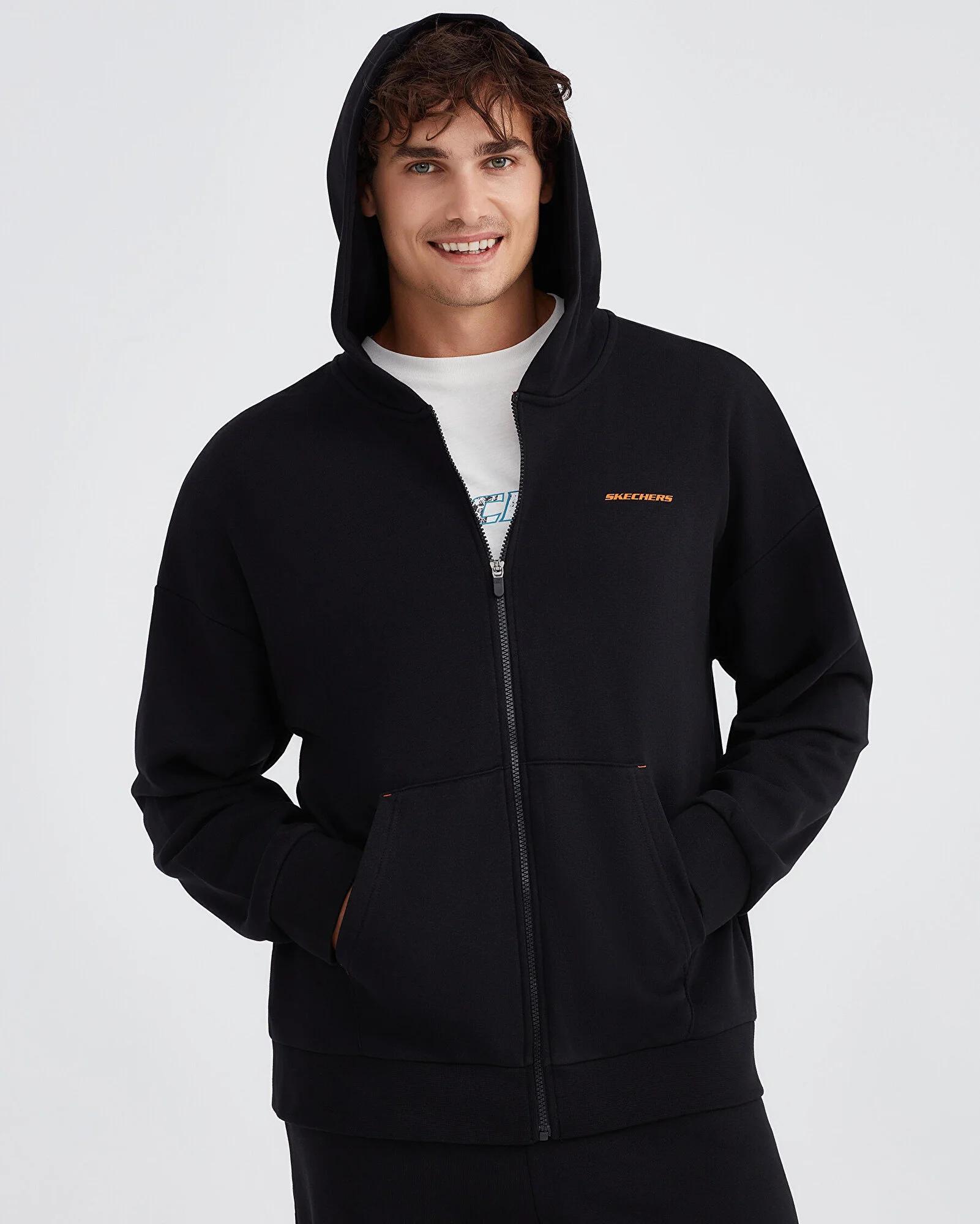 M Essential Full Zip Hoodie Sweatshirt - SİYAH
