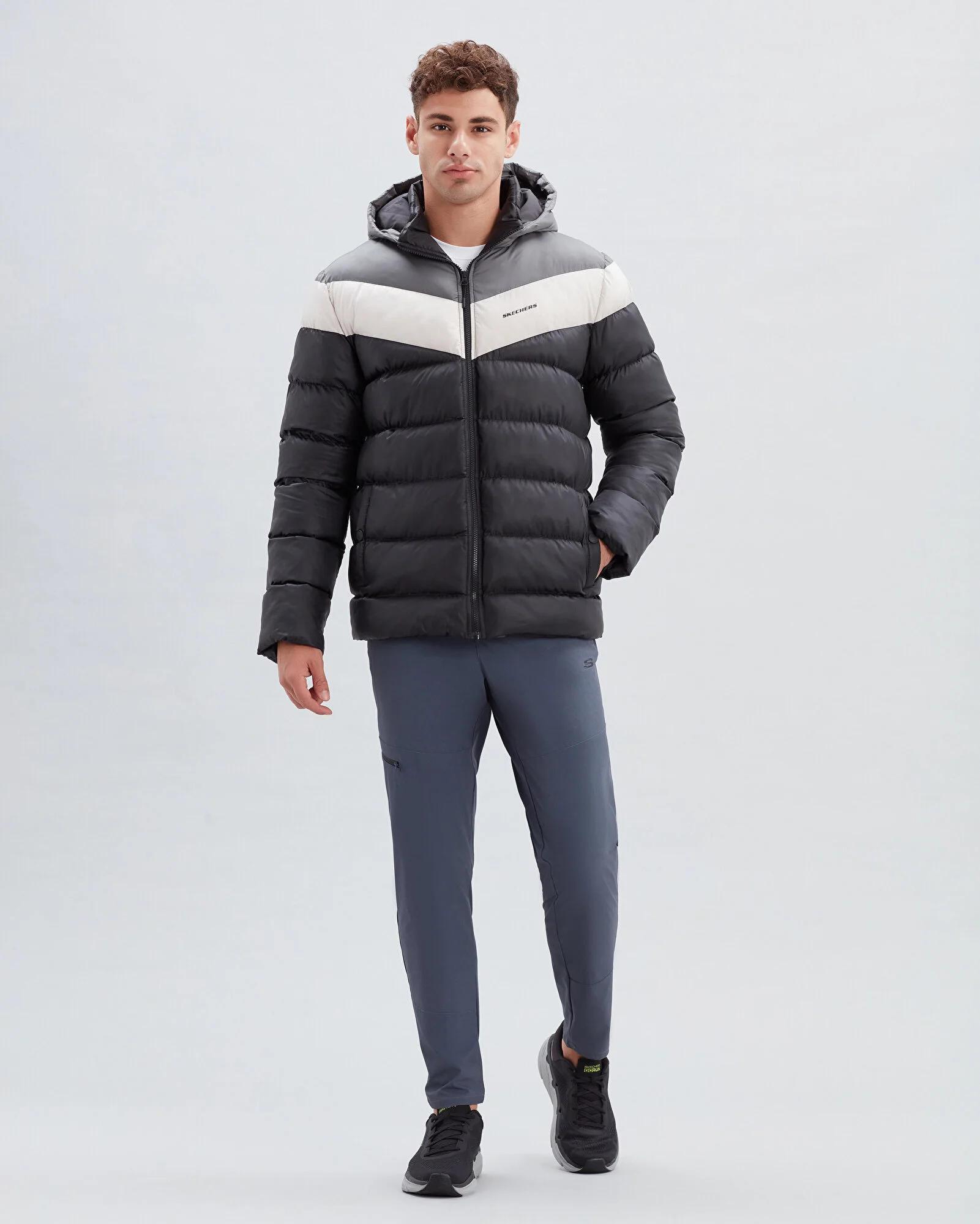 M Outerwear Colorblock Padded Jacket - SİYAH