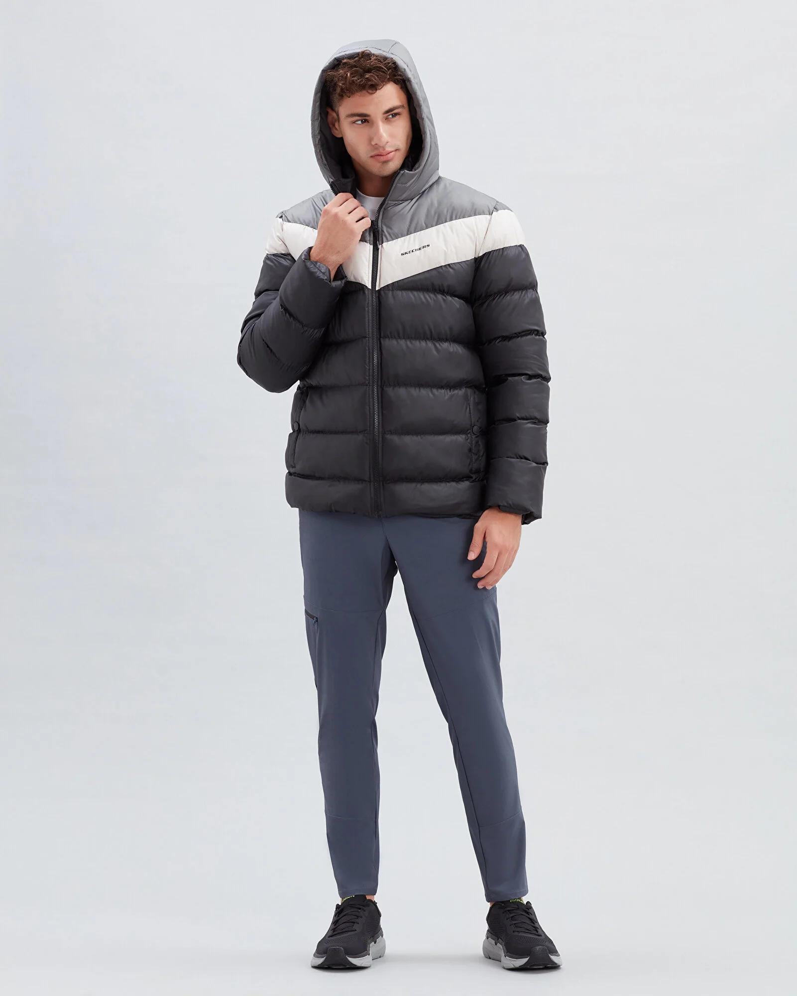 M Outerwear Colorblock Padded Jacket - SİYAH