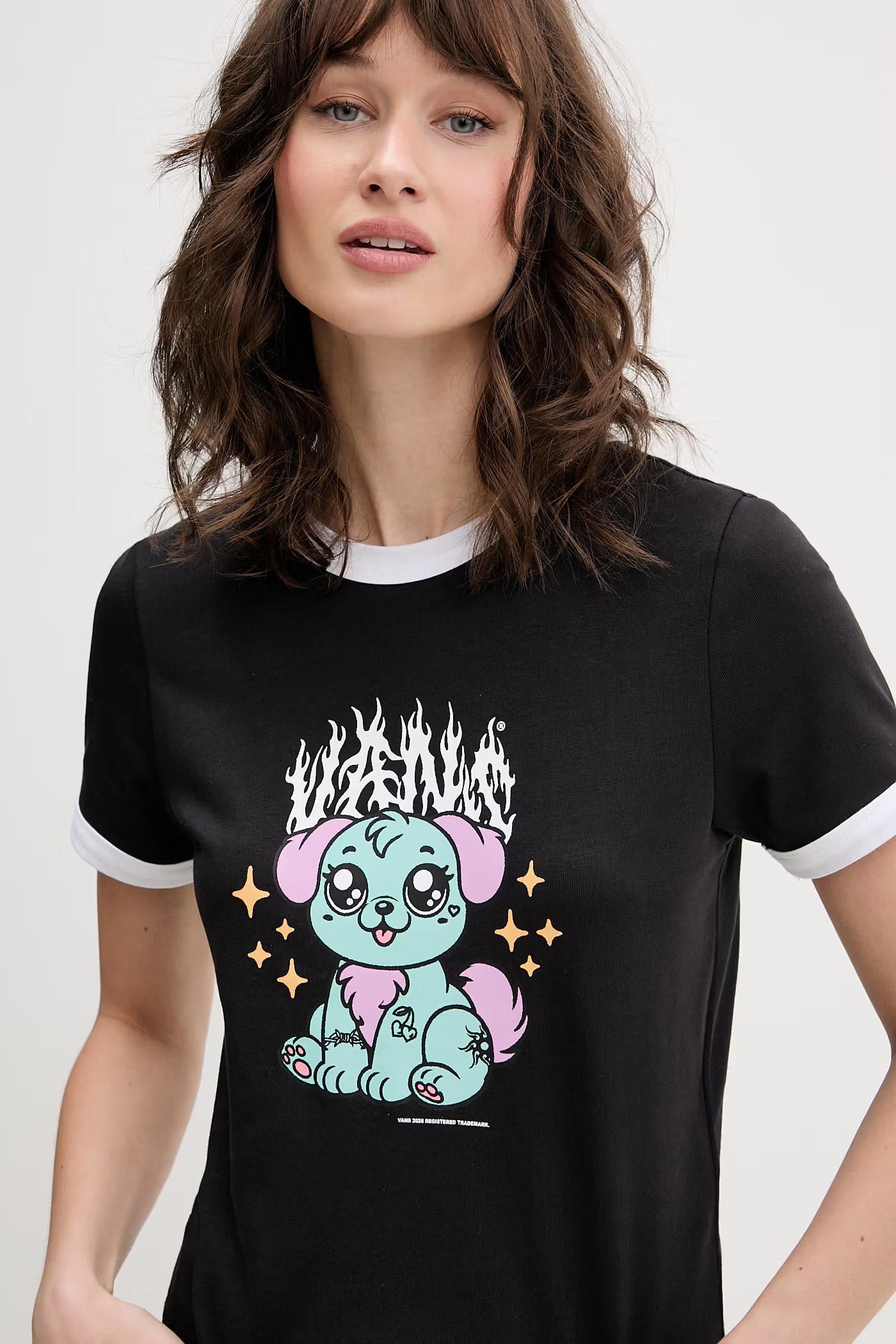 PUPPY W RINGER TEE - SIYAH