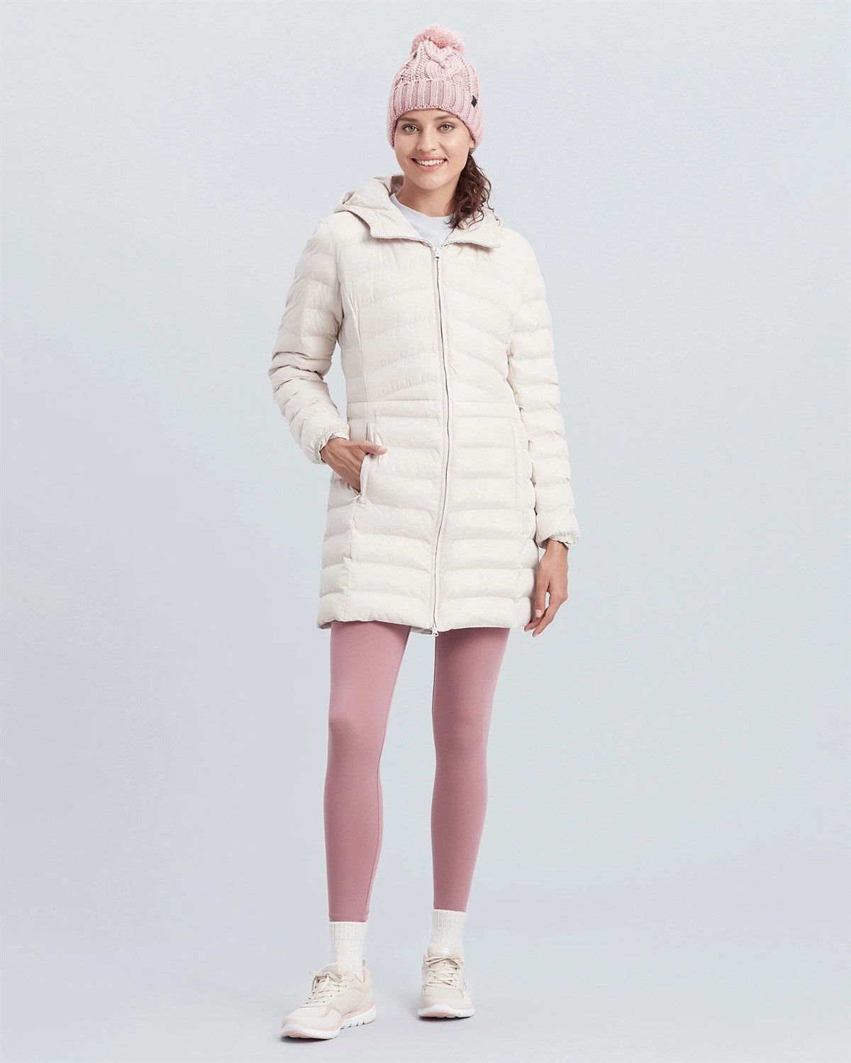 W Essentil Maxi Lenght Hooded Jacket - LİLA/SARI