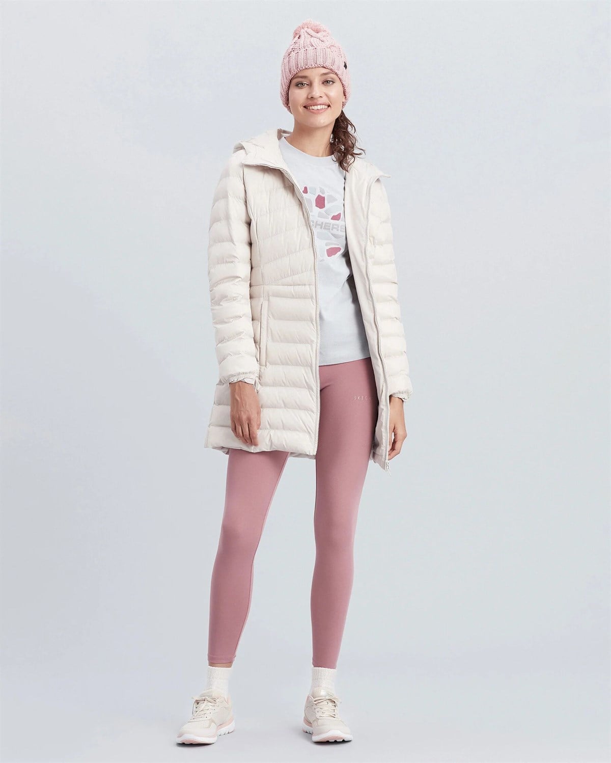 W Essentil Maxi Lenght Hooded Jacket - LİLA/SARI