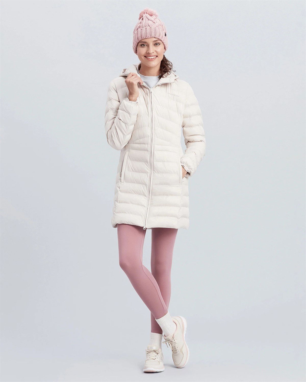 W Essentil Maxi Lenght Hooded Jacket - LİLA/SARI