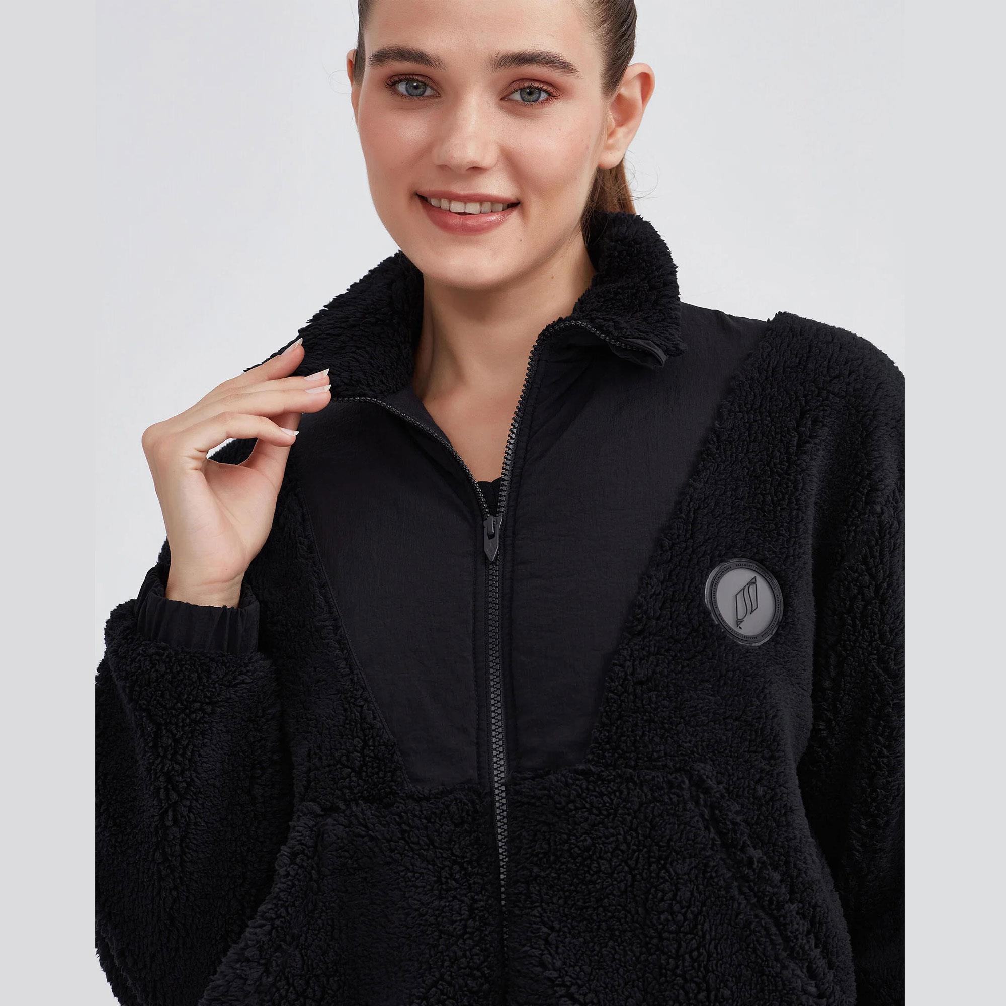 W Outdoor Fleece Half Zip Sherpa - SİYAH
