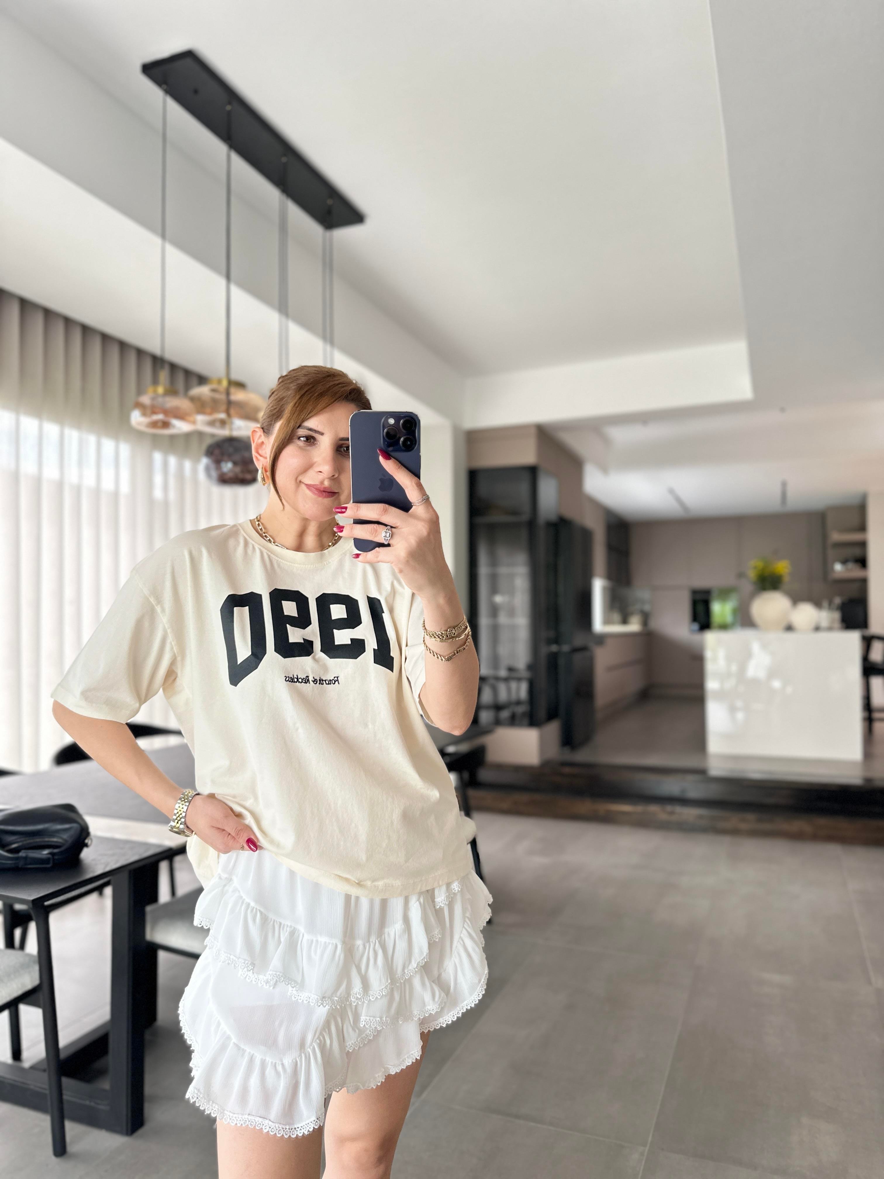 1990 Baskılı Basic T-shirt
