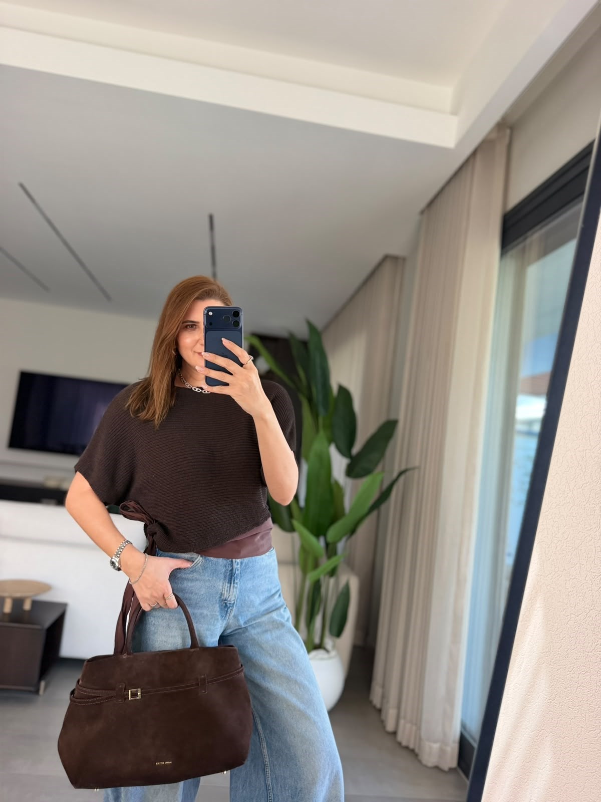 Acı Kahve Asimetrik Kesim Triko