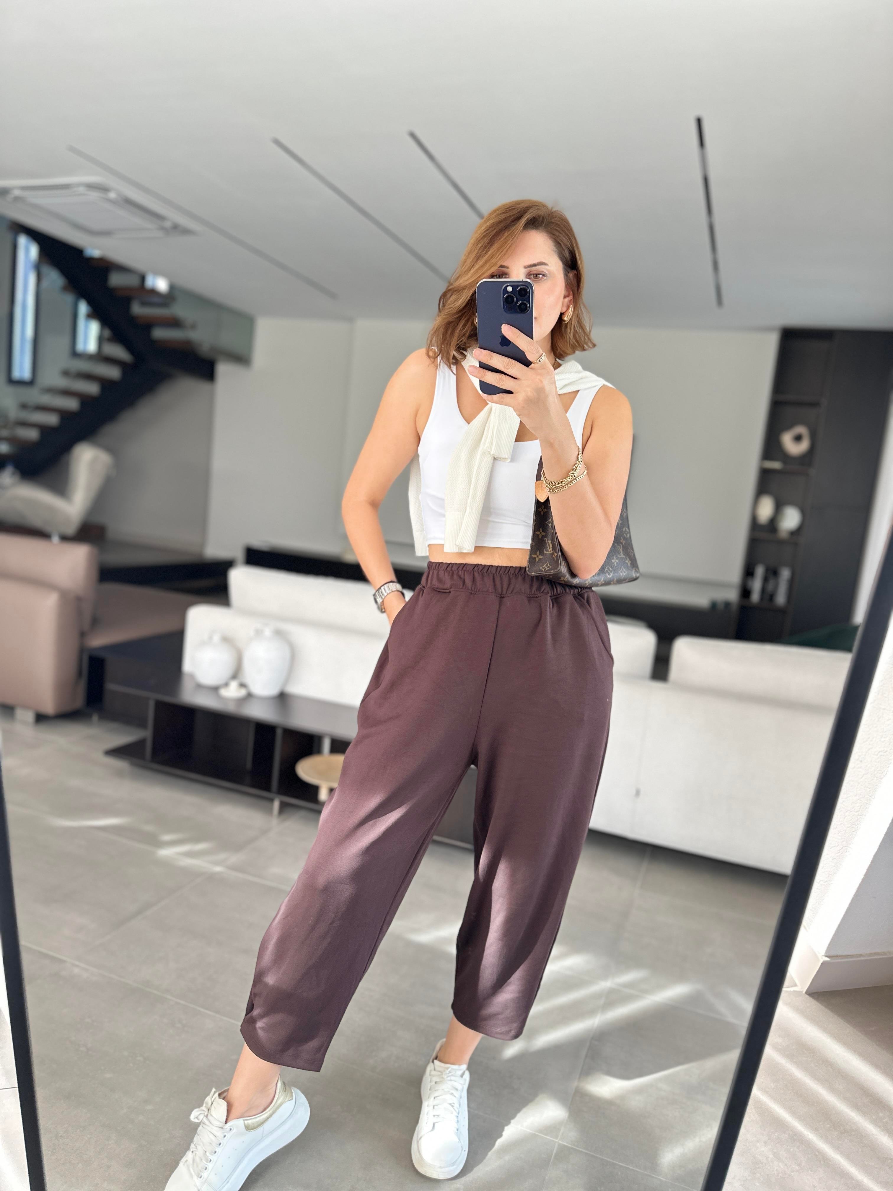 Acı Kahve Baggy Tutturmalı Pantolon
