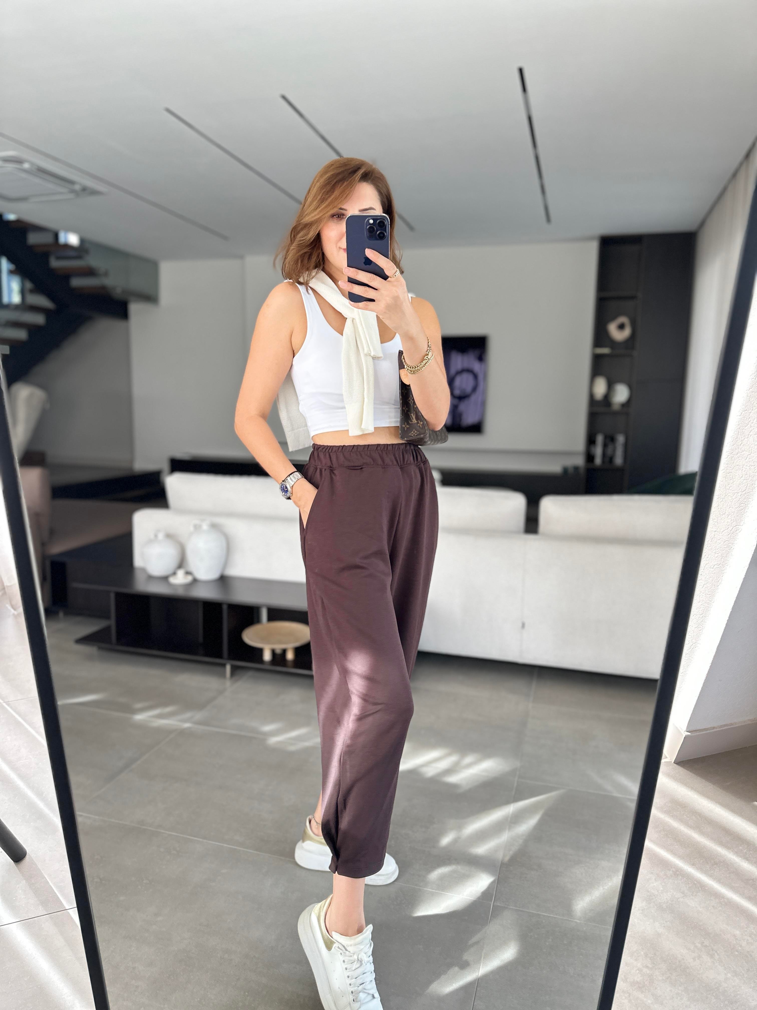 Acı Kahve Baggy Tutturmalı Pantolon