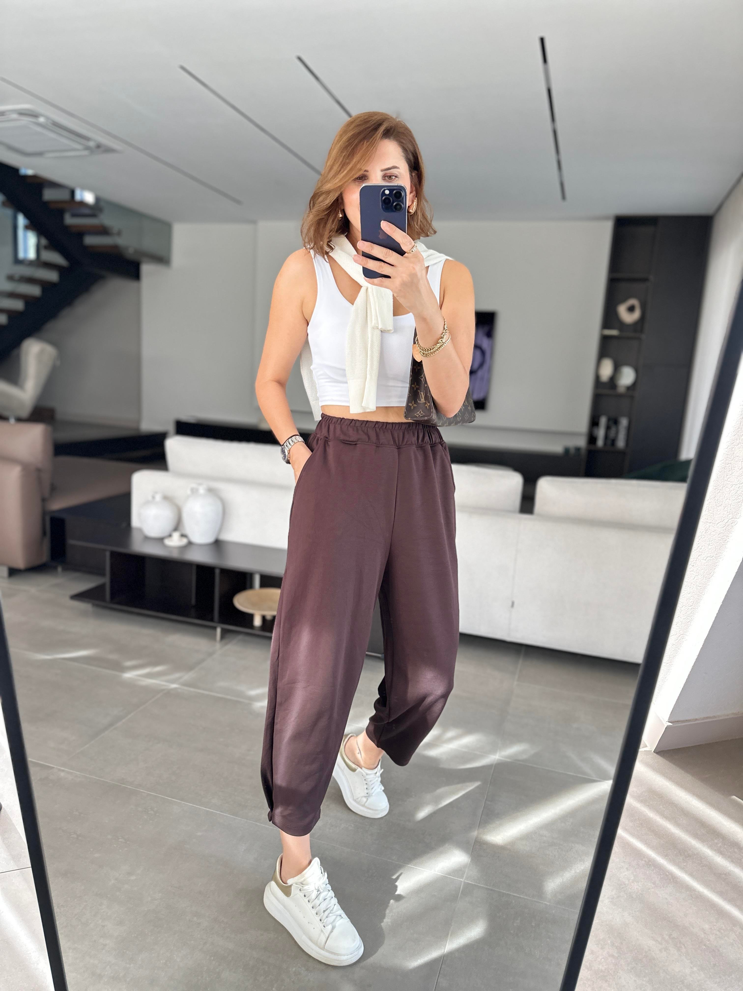 Acı Kahve Baggy Tutturmalı Pantolon