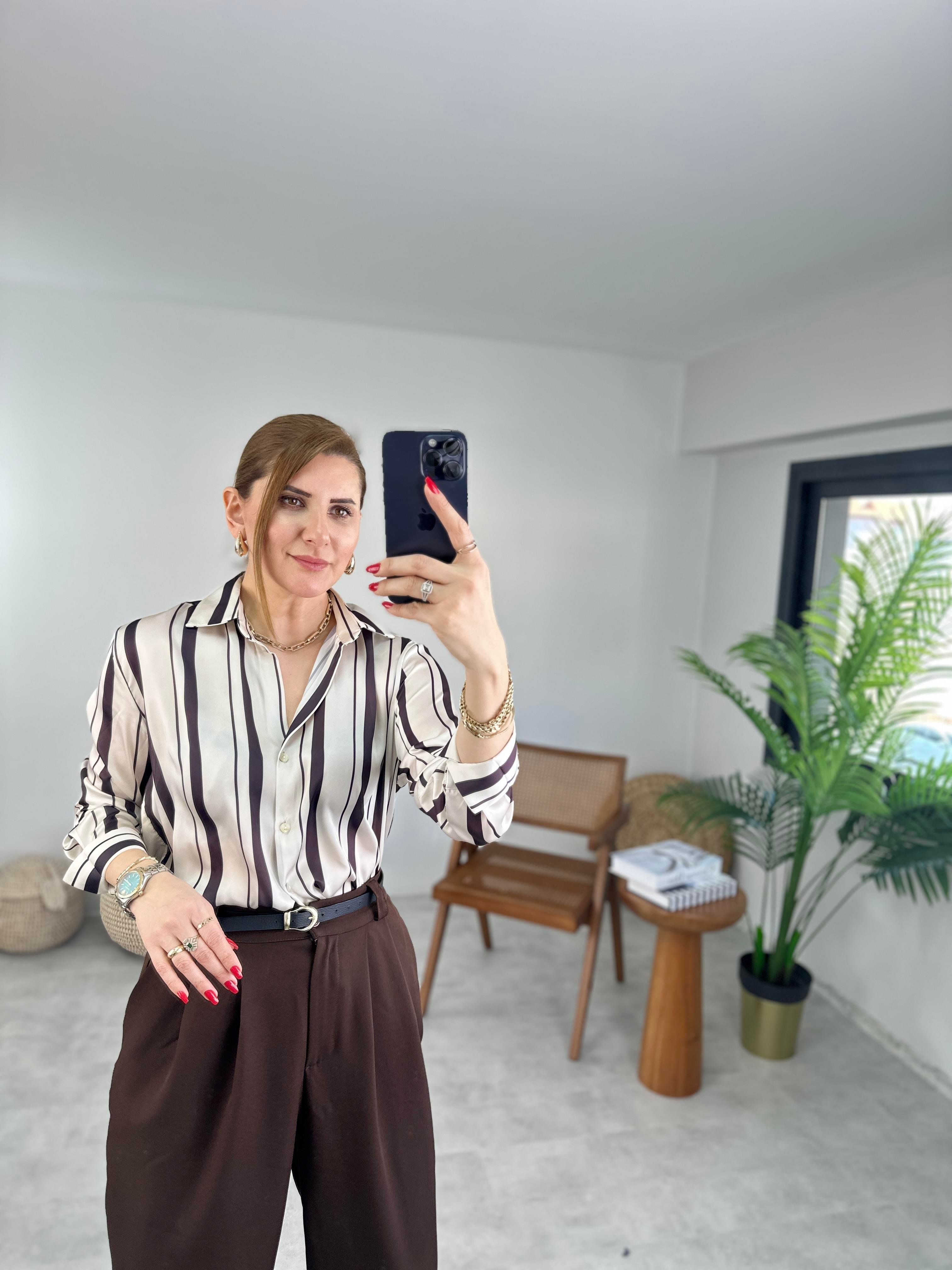 Acı Kahve Beli Kemerli Pantolon