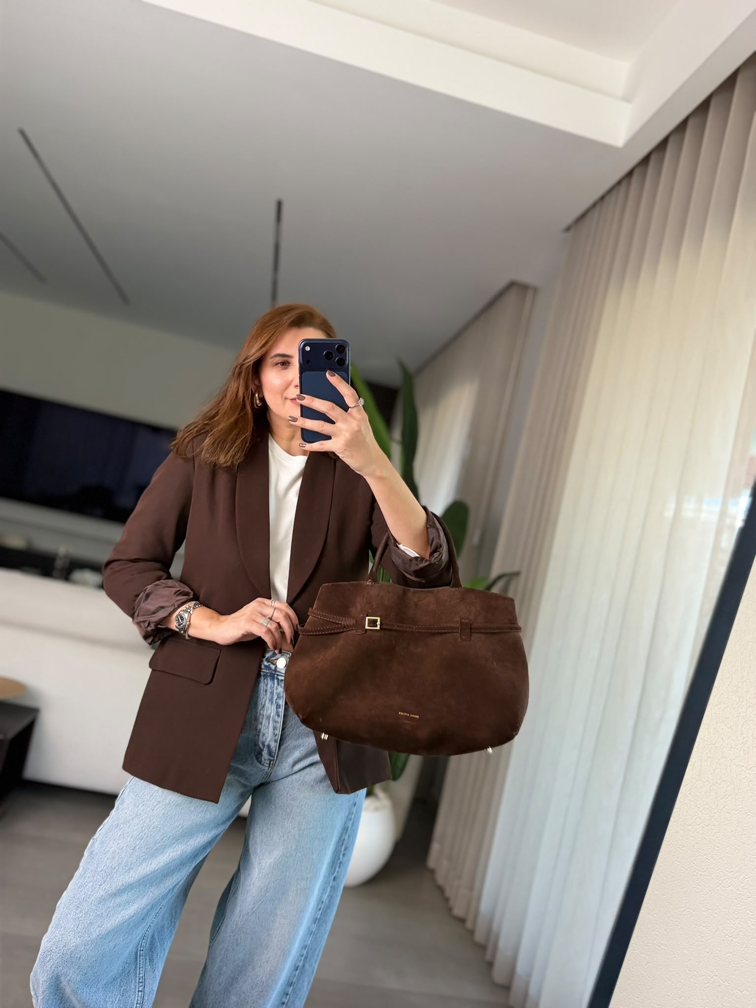 Acı Kahve Cep Görünümlü Blazer Ceket