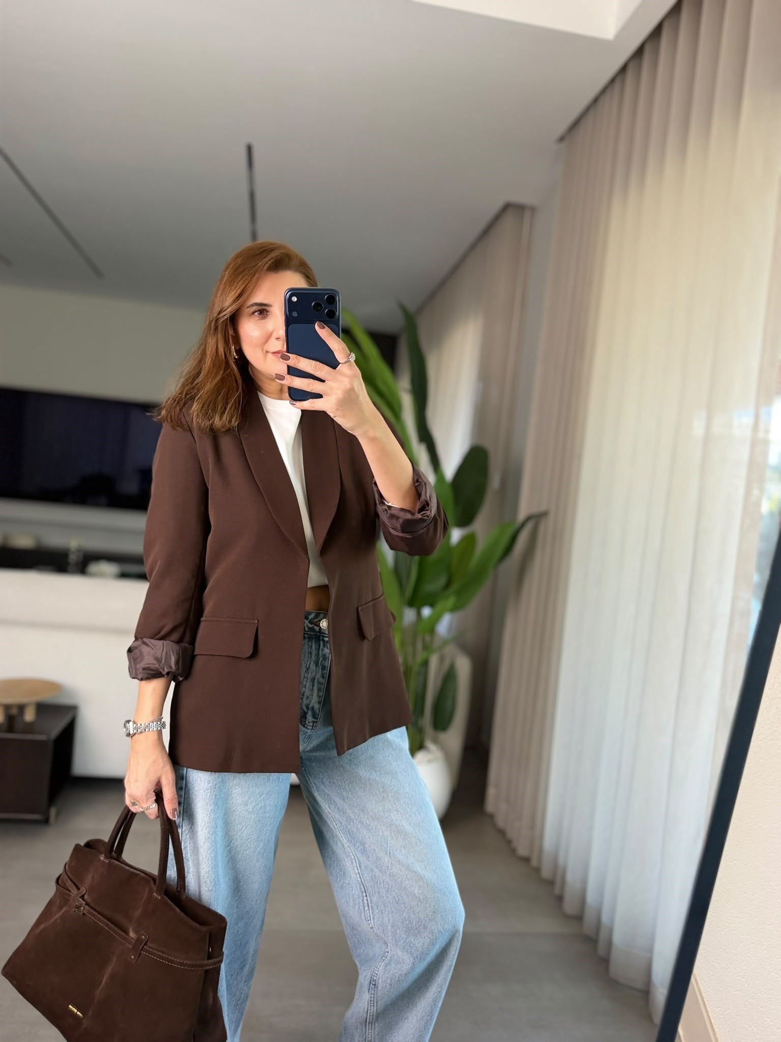 Acı Kahve Cep Görünümlü Blazer Ceket