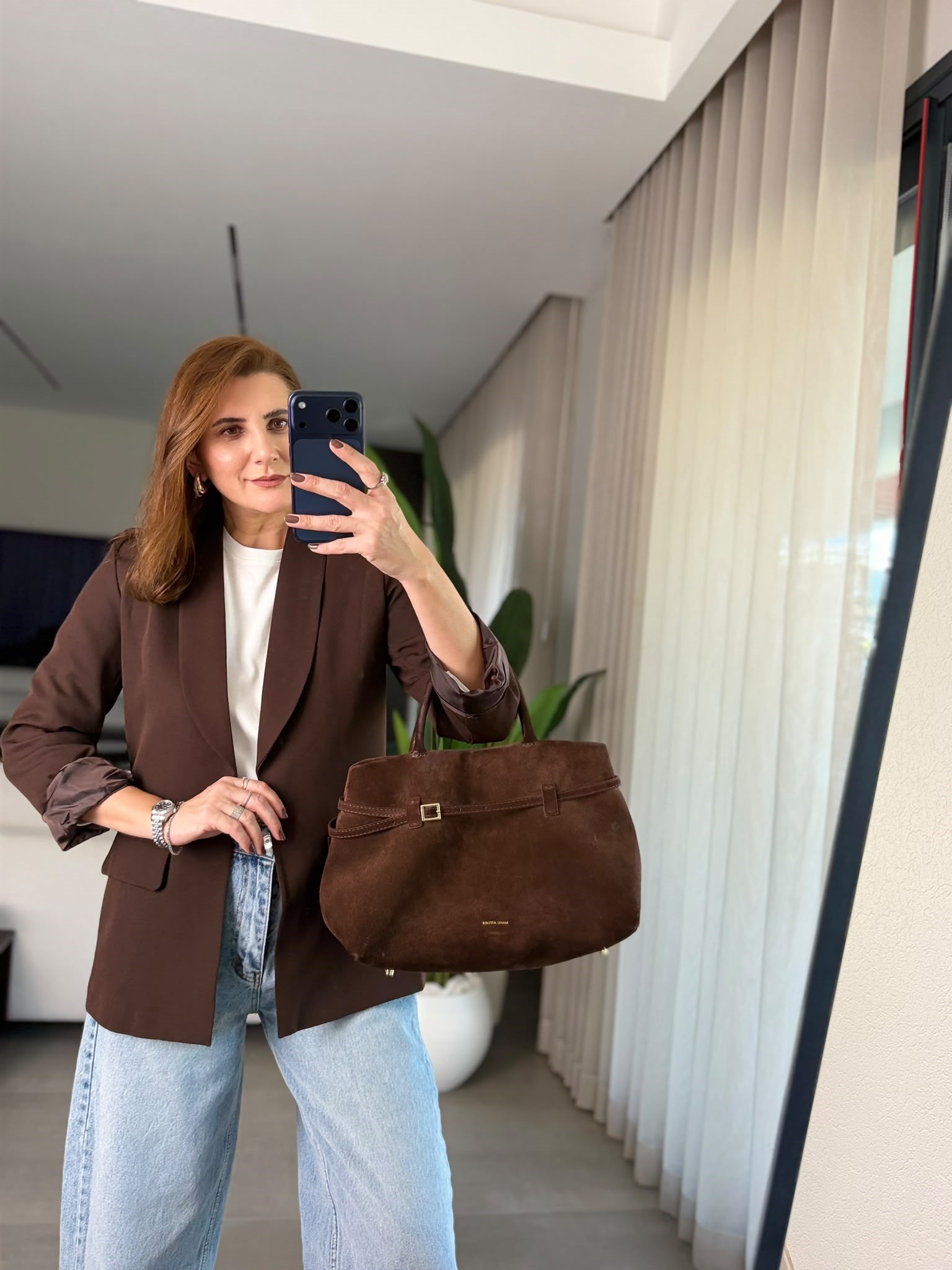 Acı Kahve Cep Görünümlü Blazer Ceket