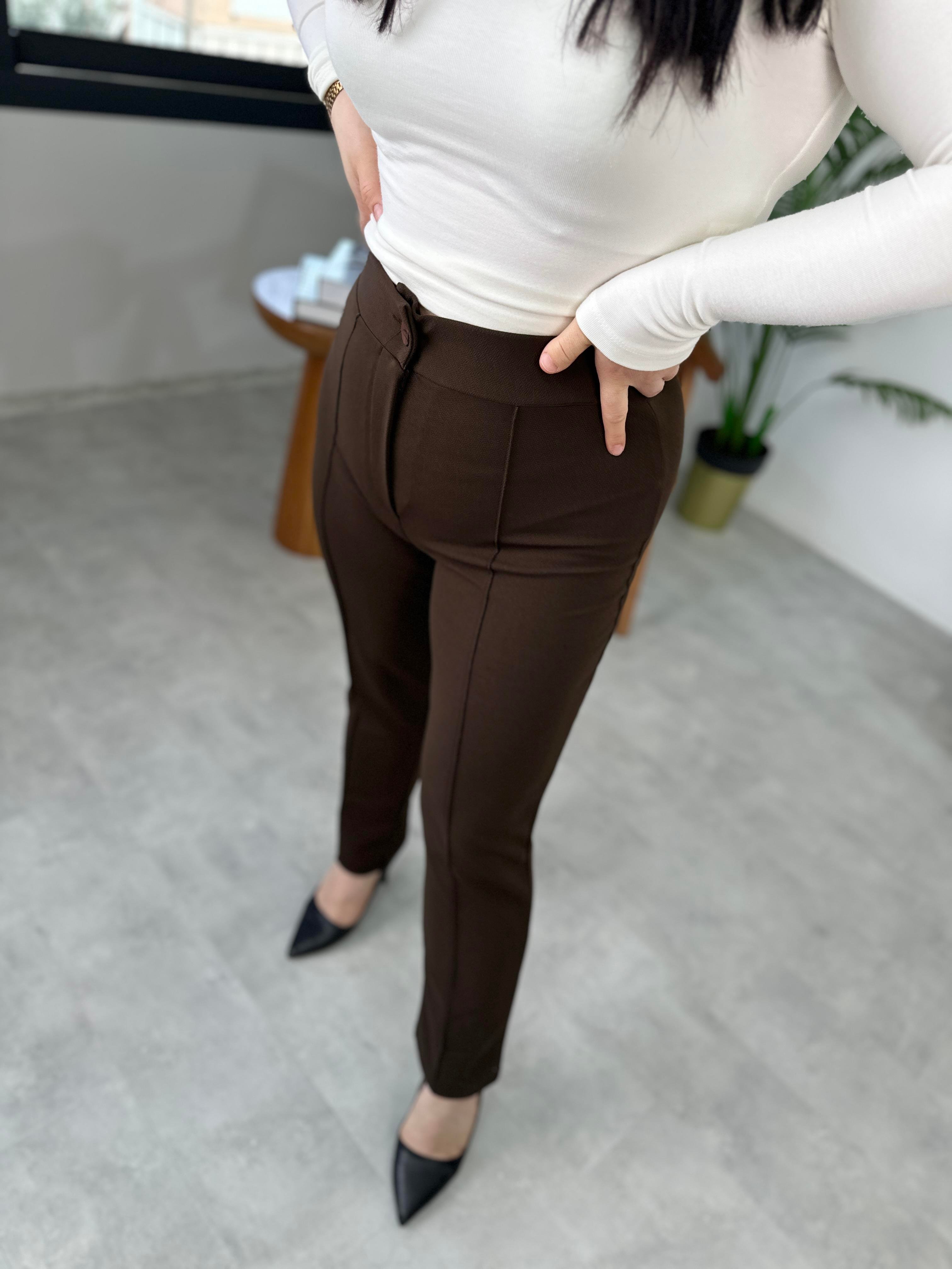 Acı Kahve Çimalı Dar Paça Pantolon