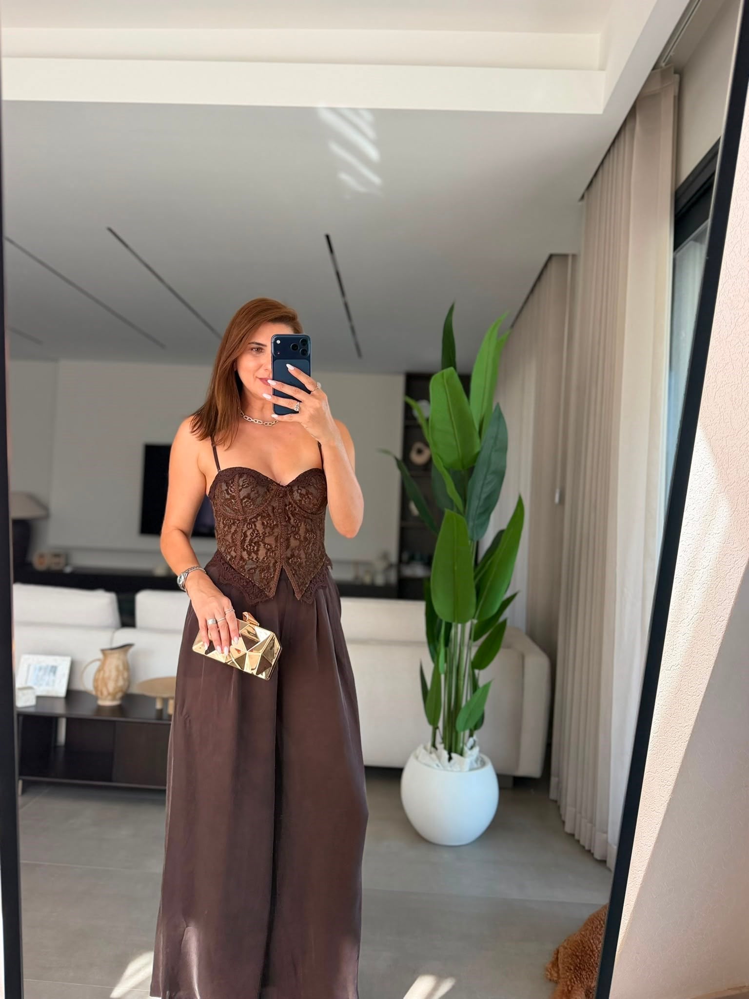 Acı Kahve Dantelli Askılı Büstiyer