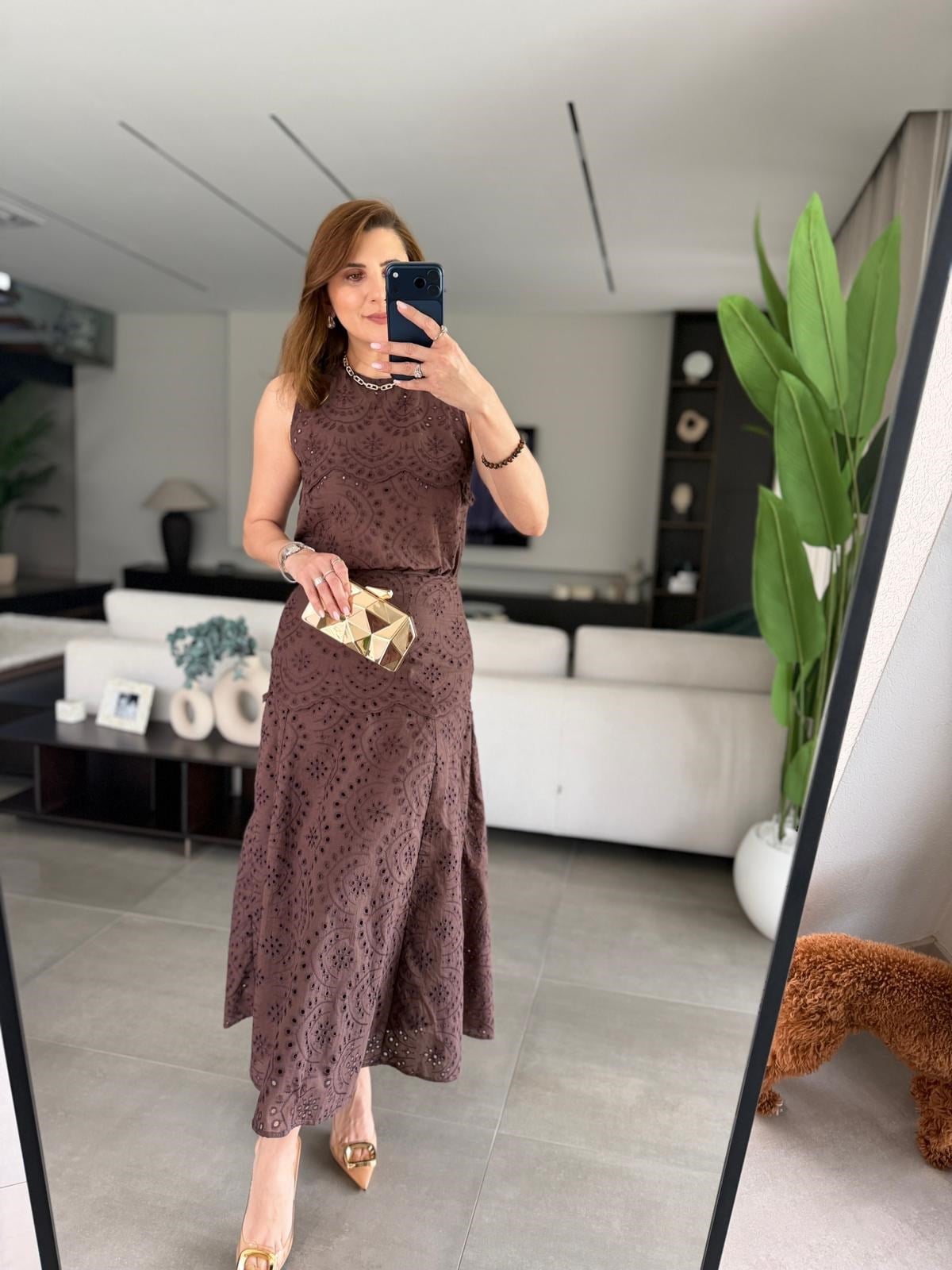 Acı Kahve Güpürlü Etek Takım